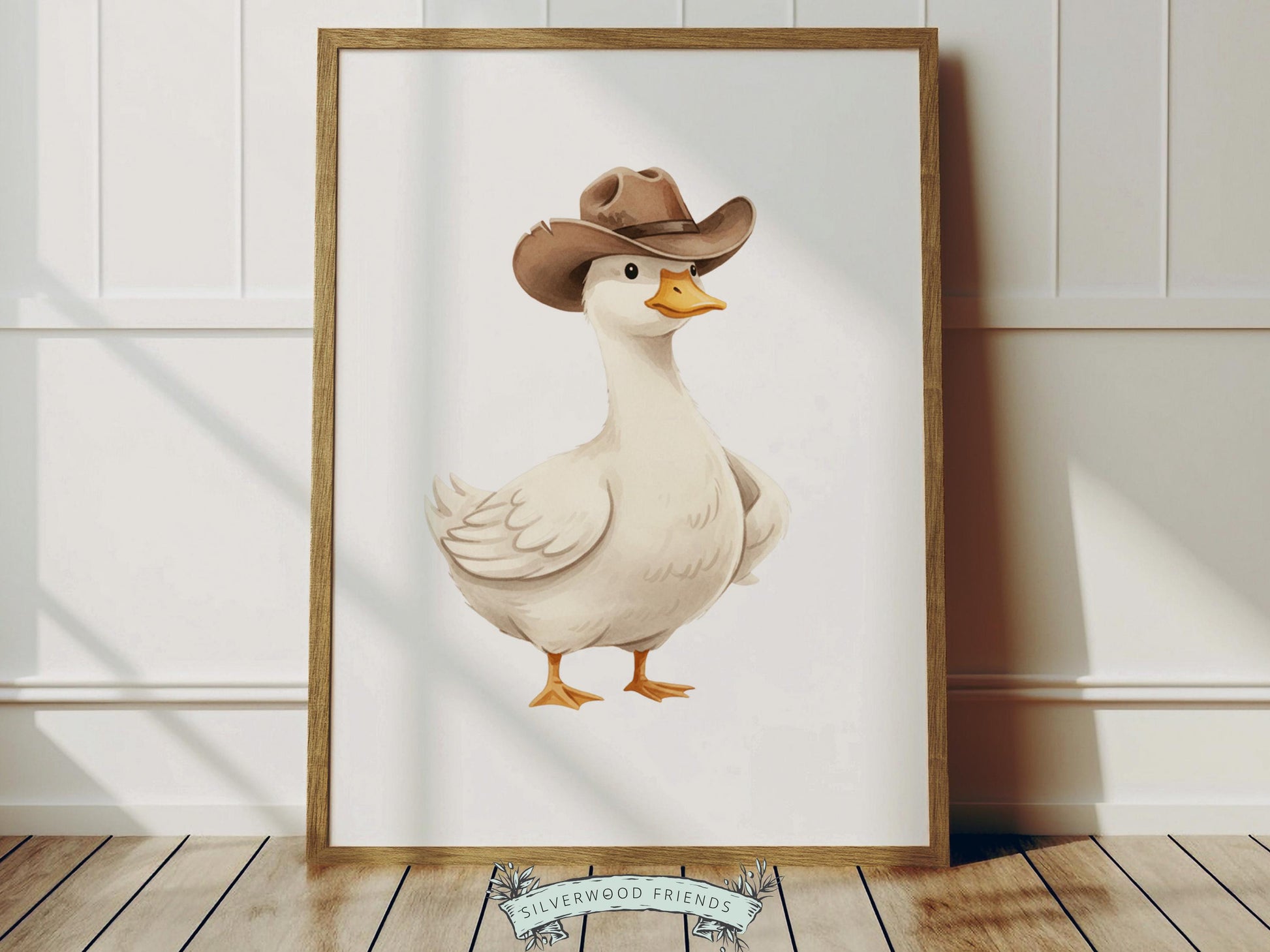 Set of 3 Silly Goose Nursery Prints, Beige Duck Nursery Decor, Gender Neutral Western Nursery Wall Art, Digital Download