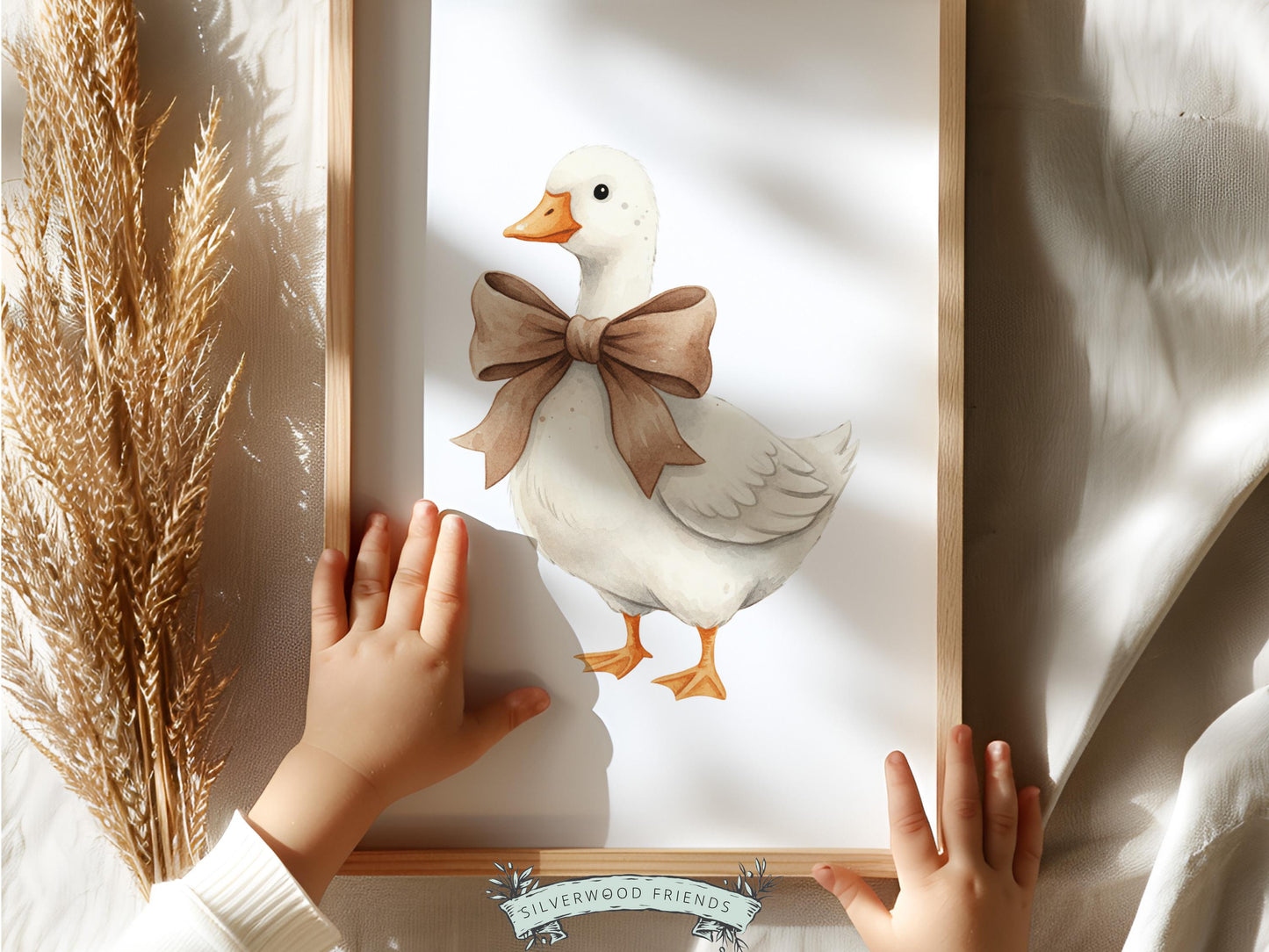Set of 3 Silly Goose Nursery Prints, Beige Duck Nursery Decor, Gender Neutral Western Nursery Wall Art, Digital Download