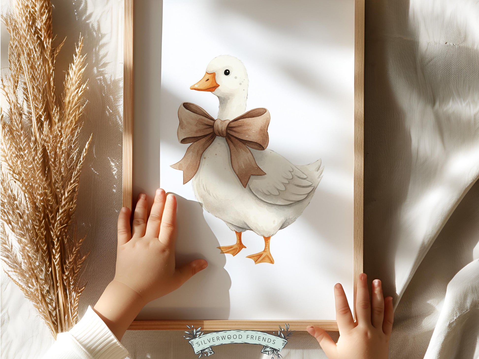 Set of 3 Silly Goose Nursery Prints, Beige Duck Nursery Decor, Gender Neutral Western Nursery Wall Art, Digital Download