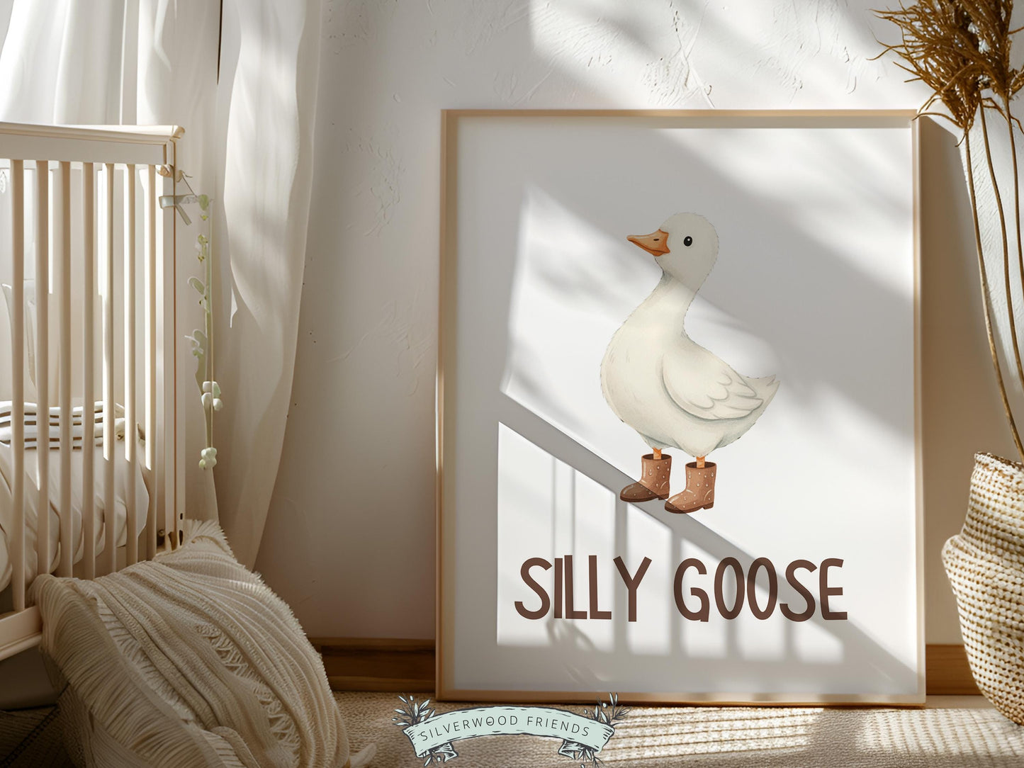Silly Goose Cowboy Nursery Print, Western Goose Nursery Decor, Gender Neutral Country Western Farm Animal Nursery Wall Art (DIGITAL)