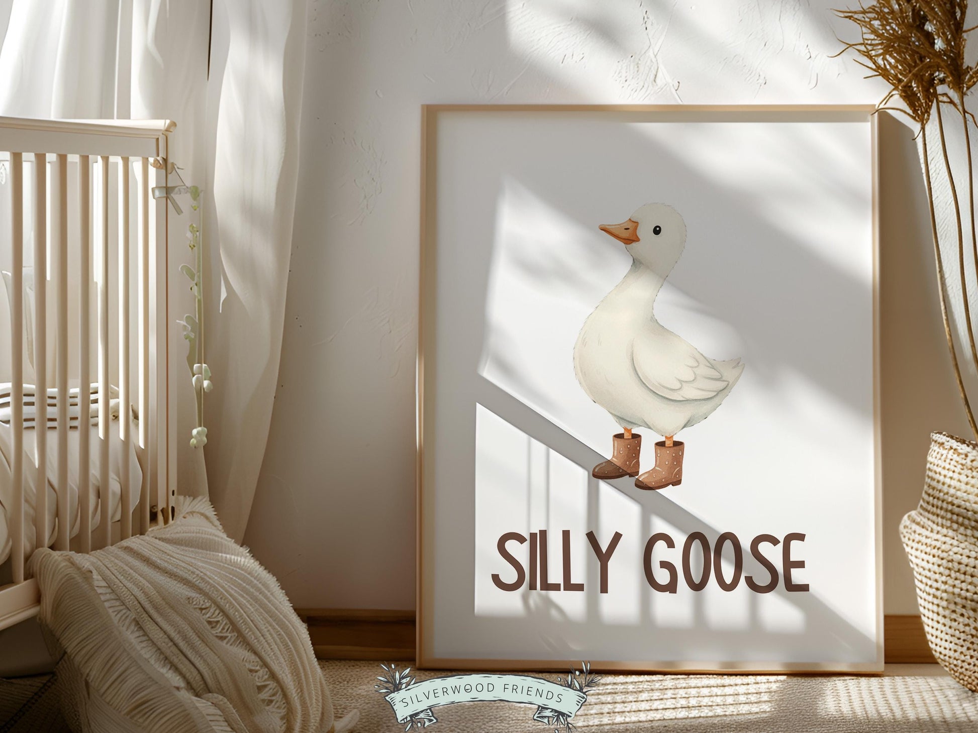 Silly Goose Cowboy Nursery Print, Western Goose Nursery Decor, Gender Neutral Country Western Farm Animal Nursery Wall Art (DIGITAL)