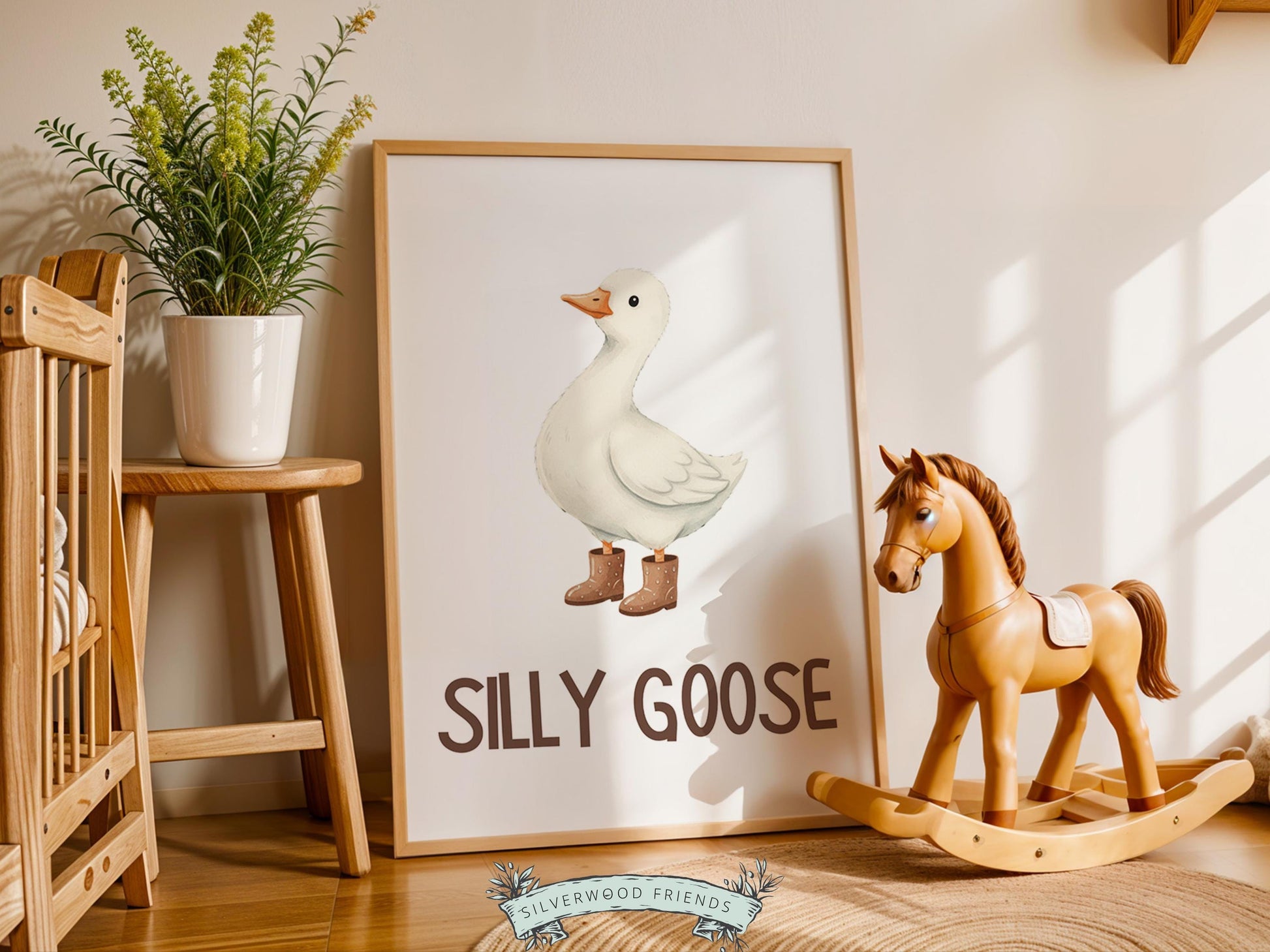 Silly Goose Cowboy Nursery Print, Western Goose Nursery Decor, Gender Neutral Country Western Farm Animal Nursery Wall Art (DIGITAL)