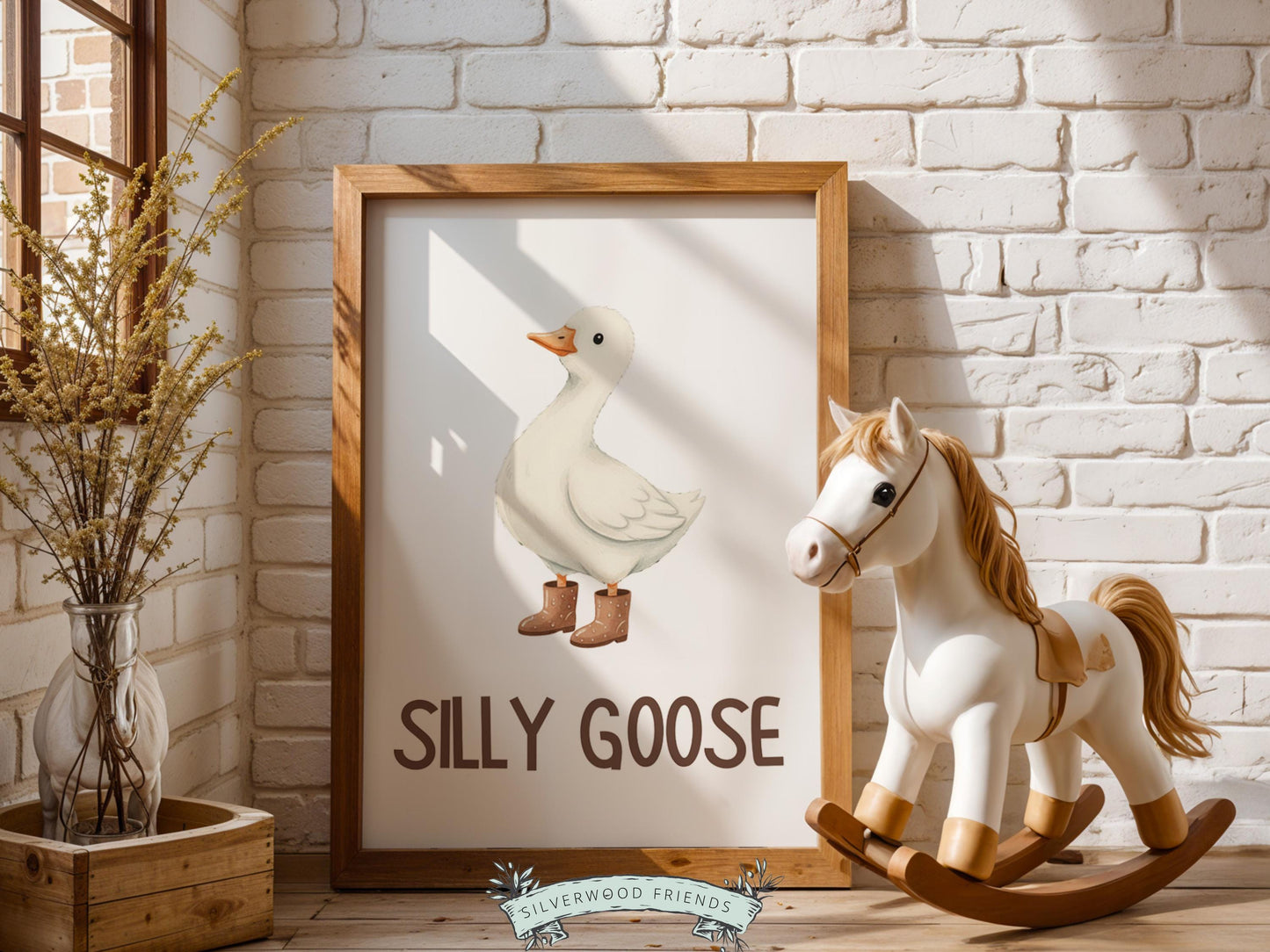 Silly Goose Cowboy Nursery Print, Western Goose Nursery Decor, Gender Neutral Country Western Farm Animal Nursery Wall Art (DIGITAL)