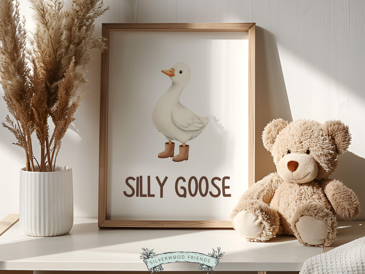 Silly Goose Cowboy Nursery Print, Western Goose Nursery Decor, Gender Neutral Country Western Farm Animal Nursery Wall Art (DIGITAL)
