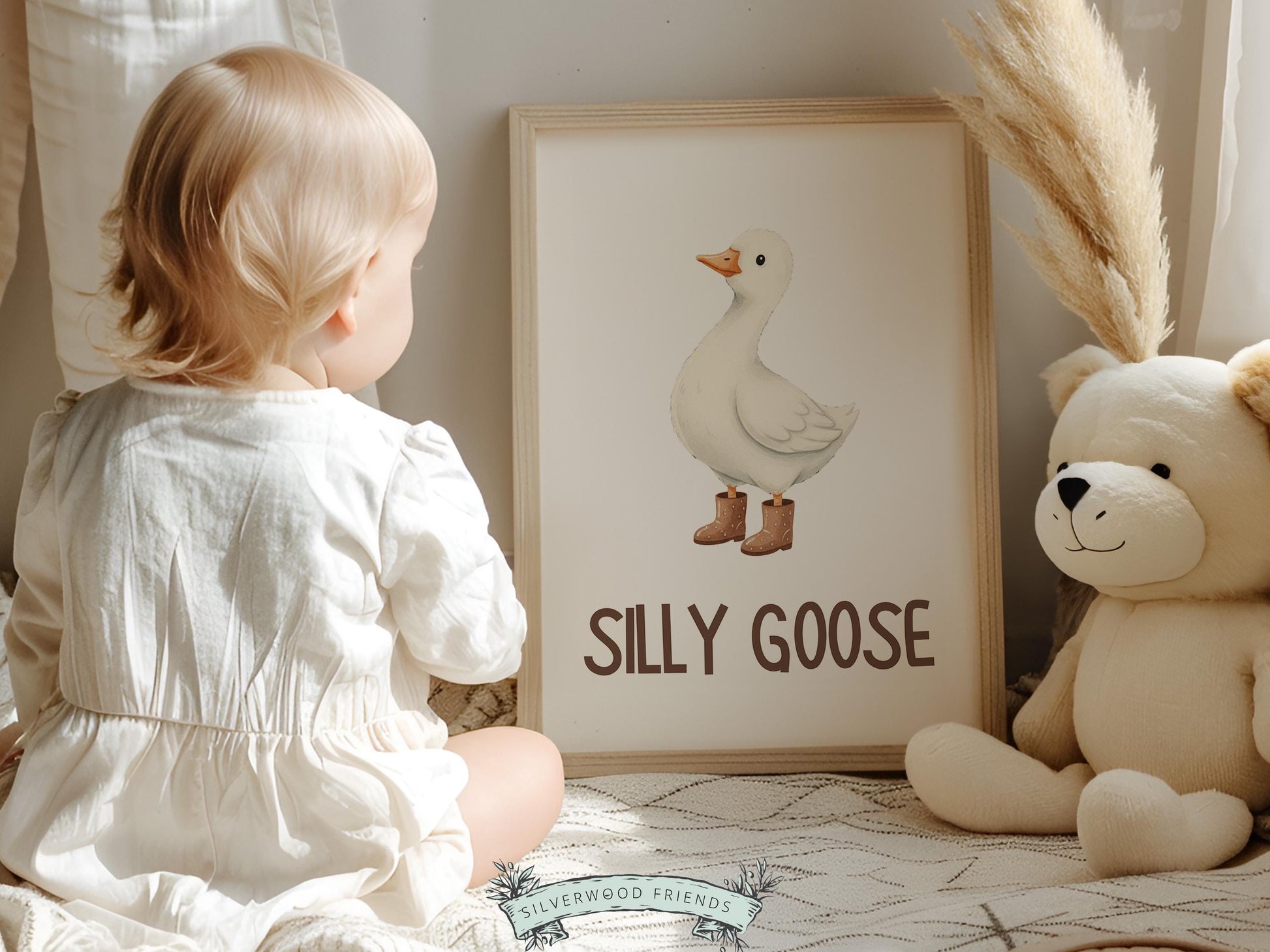 Silly Goose Cowboy Nursery Print, Western Goose Nursery Decor, Gender Neutral Country Western Farm Animal Nursery Wall Art (DIGITAL)