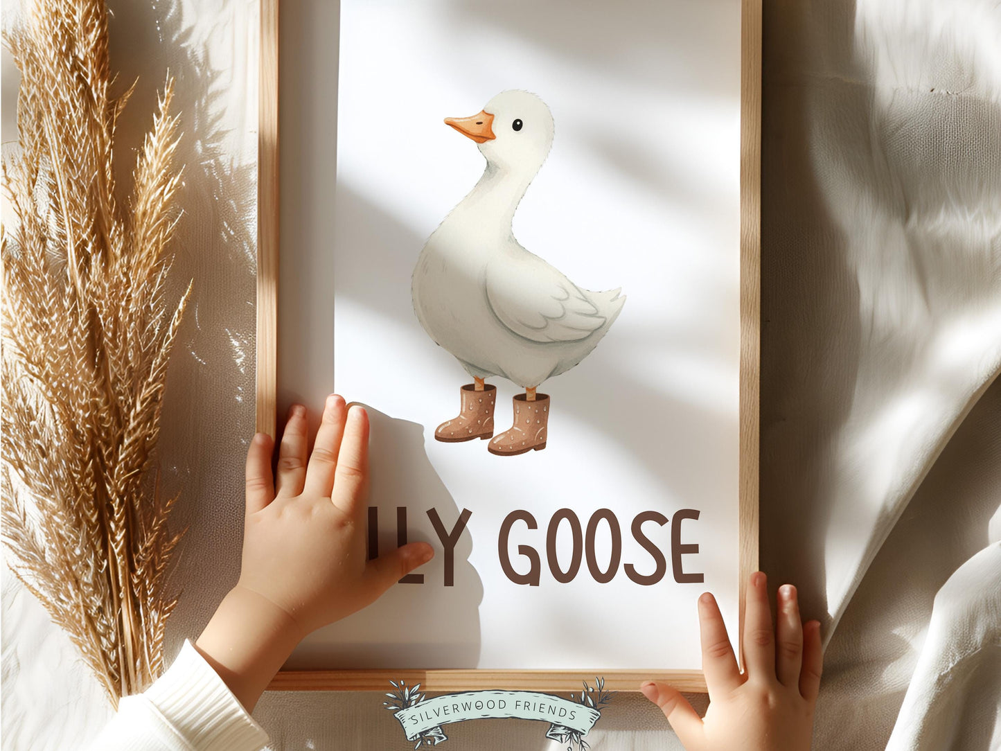 Silly Goose Cowboy Nursery Print, Western Goose Nursery Decor, Gender Neutral Country Western Farm Animal Nursery Wall Art (DIGITAL)