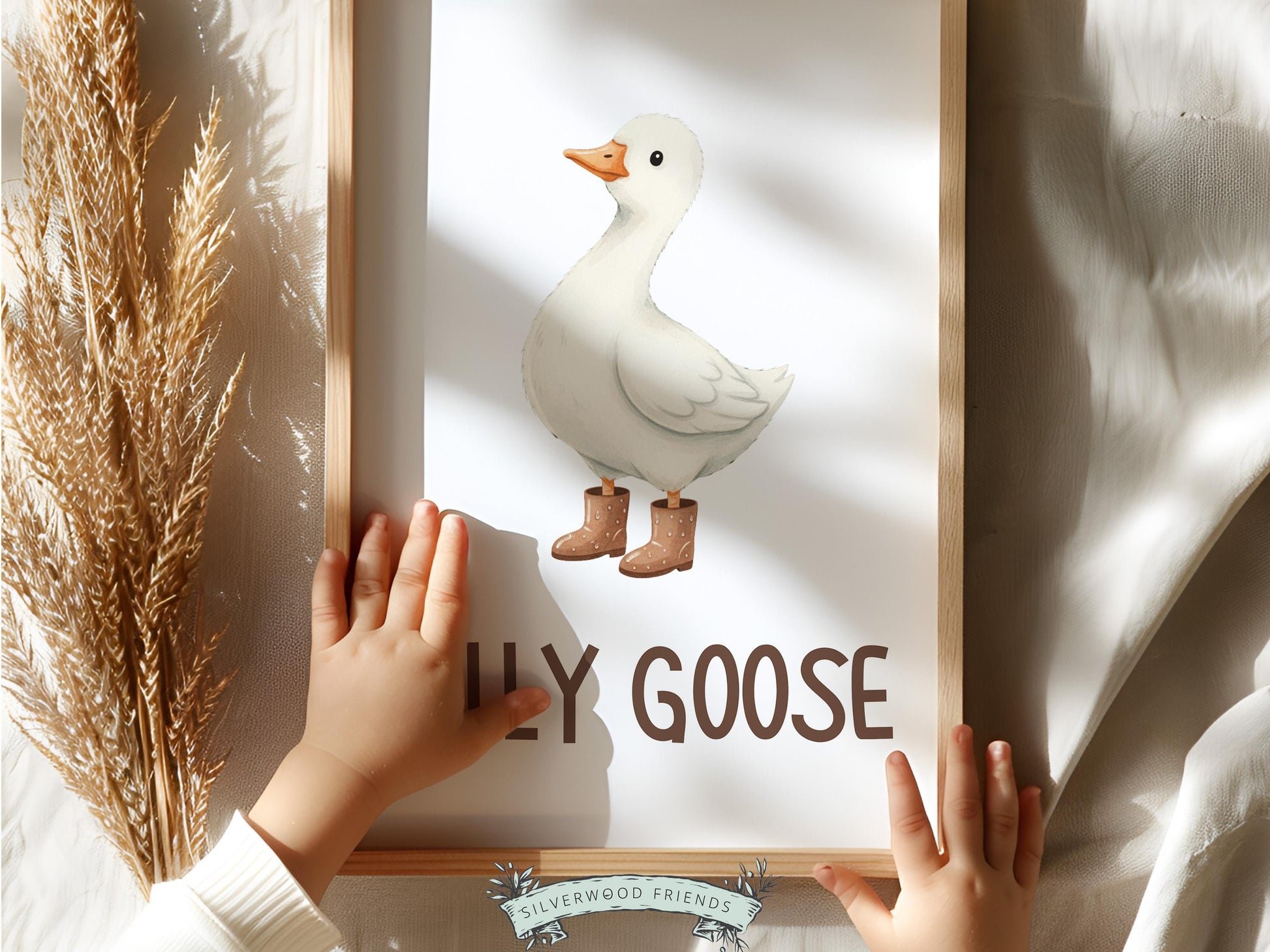 Silly Goose Cowboy Nursery Print, Western Goose Nursery Decor, Gender Neutral Country Western Farm Animal Nursery Wall Art (DIGITAL)