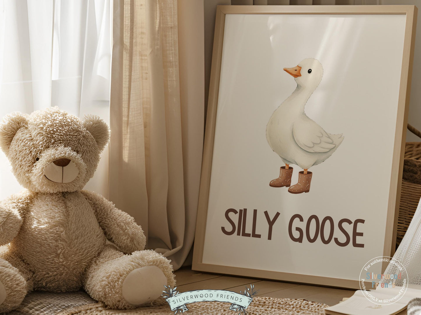 Silly Goose Cowboy Nursery Print, Western Goose Nursery Decor, Gender Neutral Country Western Farm Animal Nursery Wall Art (DIGITAL)
