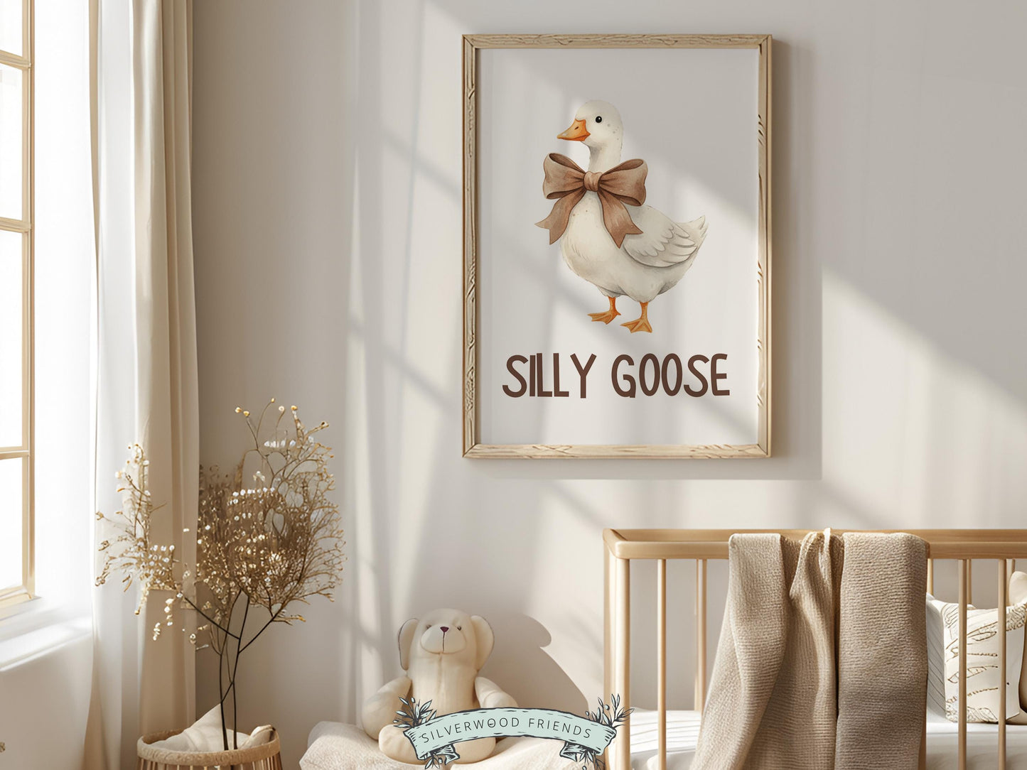 Silly Goose Cowgirl Nursery Print, Western Goose Nursery Decor, Baby Girl Country Western Farm Animal Nursery Wall Art (DIGITAL)