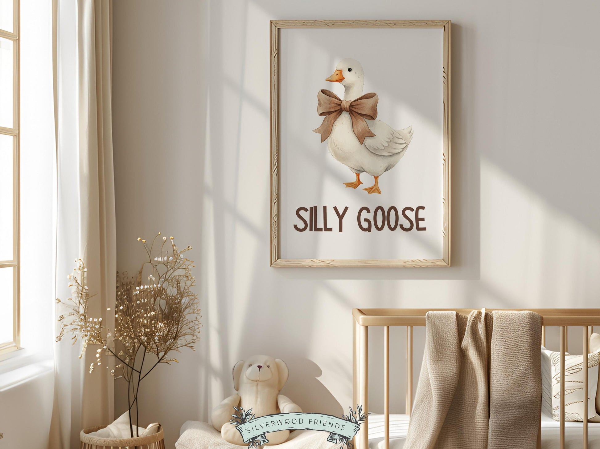 Silly Goose Cowgirl Nursery Print, Western Goose Nursery Decor, Baby Girl Country Western Farm Animal Nursery Wall Art (DIGITAL)