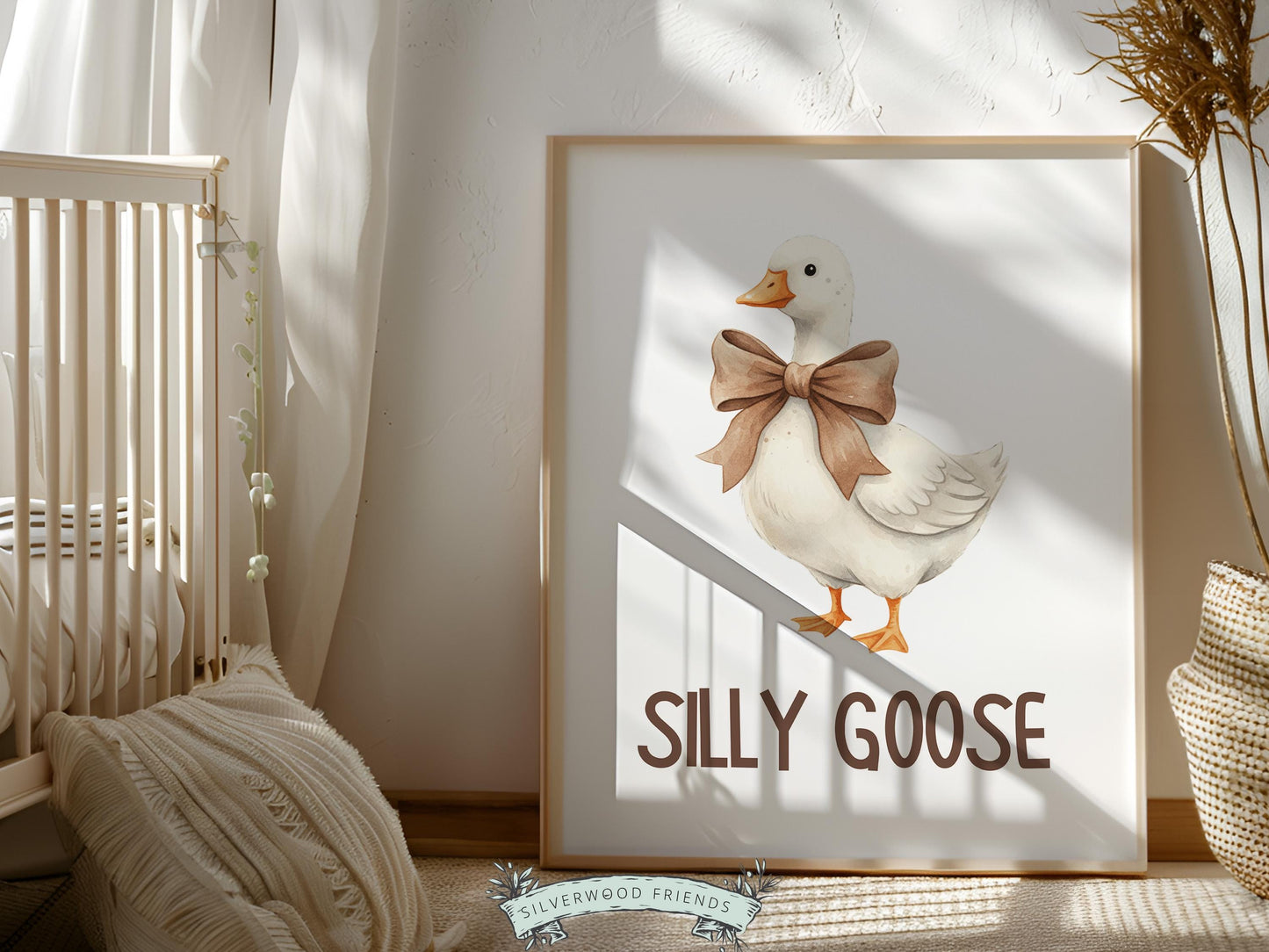 Silly Goose Cowgirl Nursery Print, Western Goose Nursery Decor, Baby Girl Country Western Farm Animal Nursery Wall Art (DIGITAL)