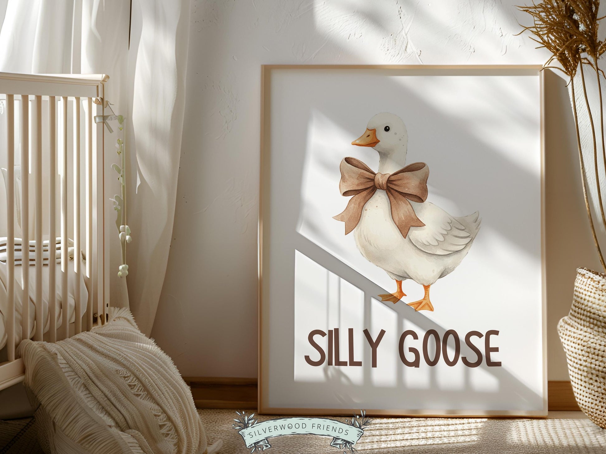 Silly Goose Cowgirl Nursery Print, Western Goose Nursery Decor, Baby Girl Country Western Farm Animal Nursery Wall Art (DIGITAL)