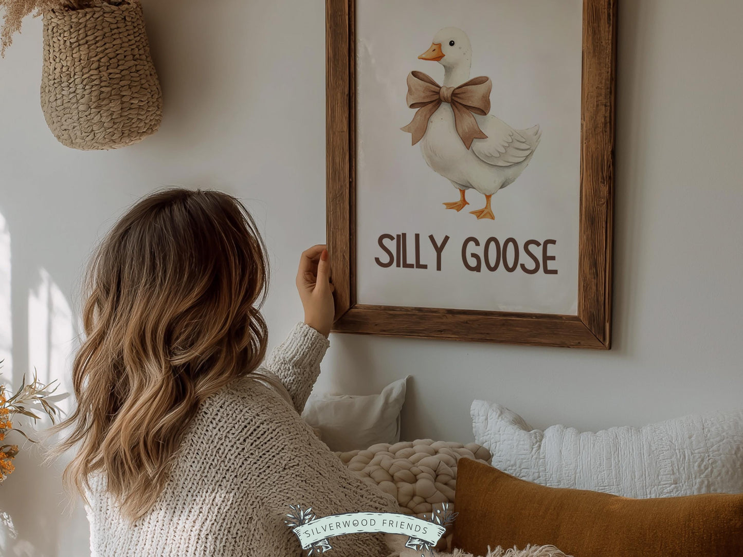 Silly Goose Cowgirl Nursery Print, Western Goose Nursery Decor, Baby Girl Country Western Farm Animal Nursery Wall Art (DIGITAL)