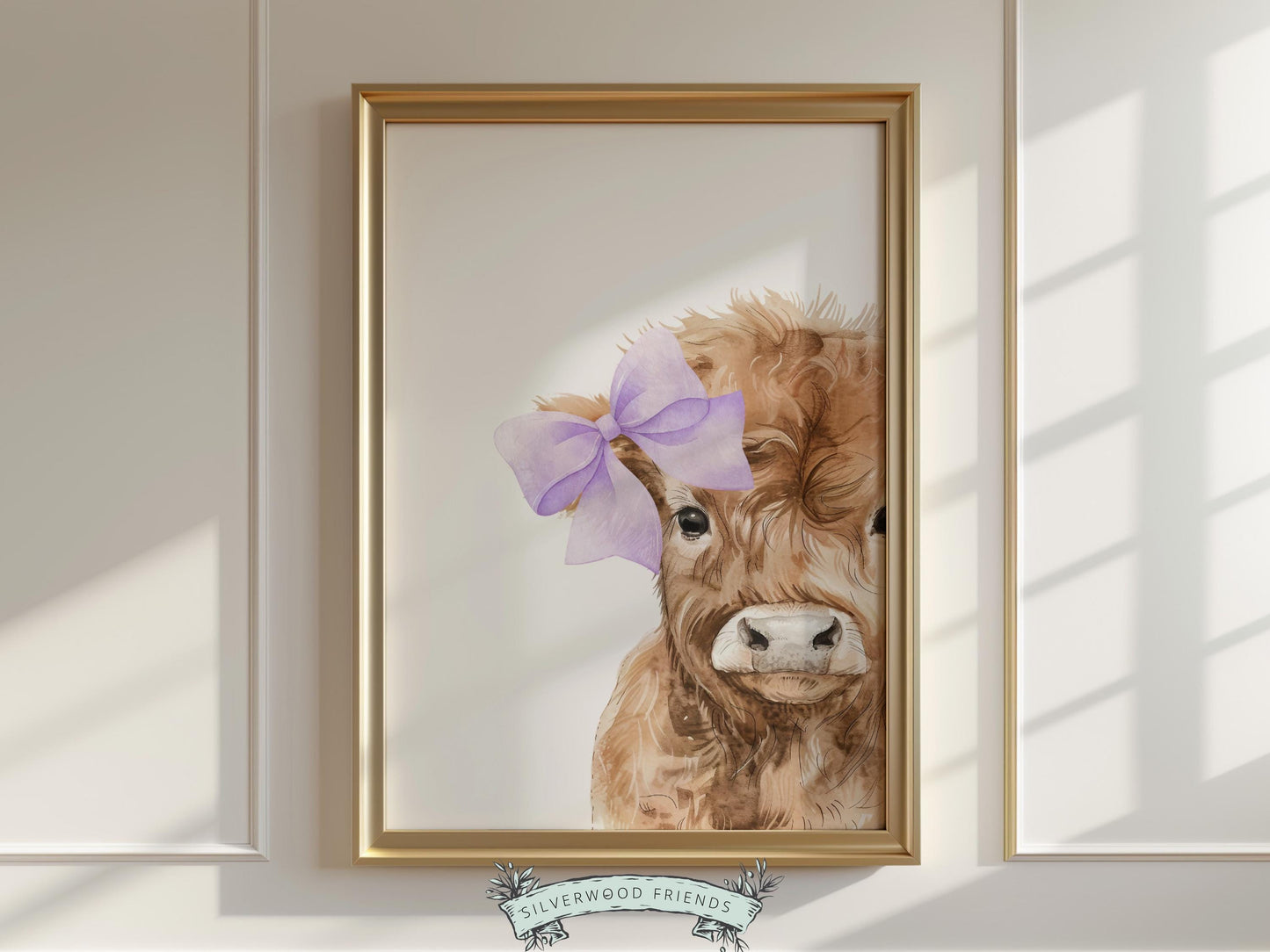 Peeking Highland Cow Nursery Prints, Highland Cow Nursery Decor, Kids Baby Farm Animal Nursery Wall Art, (Digital Download)
