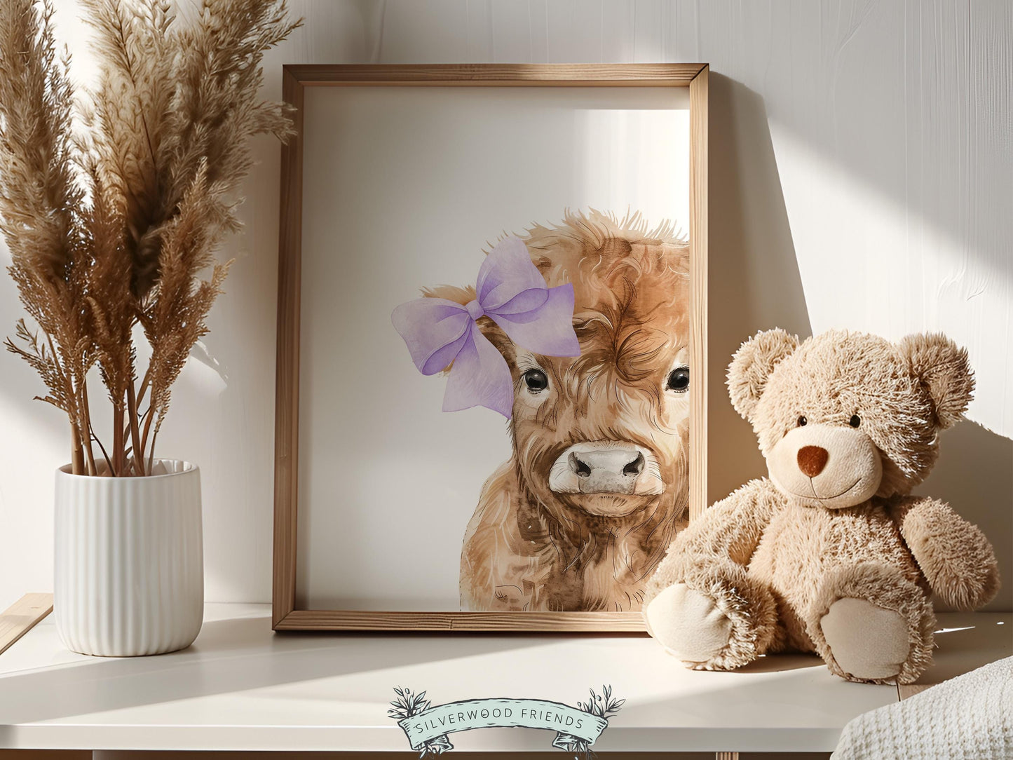 Peeking Highland Cow Nursery Prints, Highland Cow Nursery Decor, Kids Baby Farm Animal Nursery Wall Art, (Digital Download)