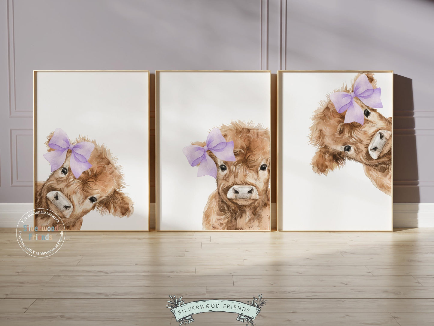 Peeking Highland Cow Nursery Prints, Highland Cow Nursery Decor, Kids Baby Farm Animal Nursery Wall Art, (Digital Download)