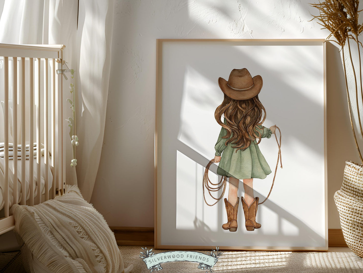Cowgirl Nursery Print, Sage Green Cowgirl Nursery Decor, Baby Girl Western Nursery Decor, Girls Horse Nursery Picture (Digital Download)