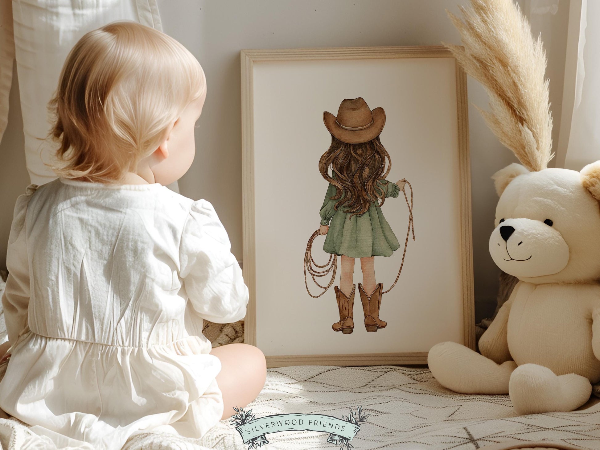 Cowgirl Nursery Print, Sage Green Cowgirl Nursery Decor, Baby Girl Western Nursery Decor, Girls Horse Nursery Picture (Digital Download)