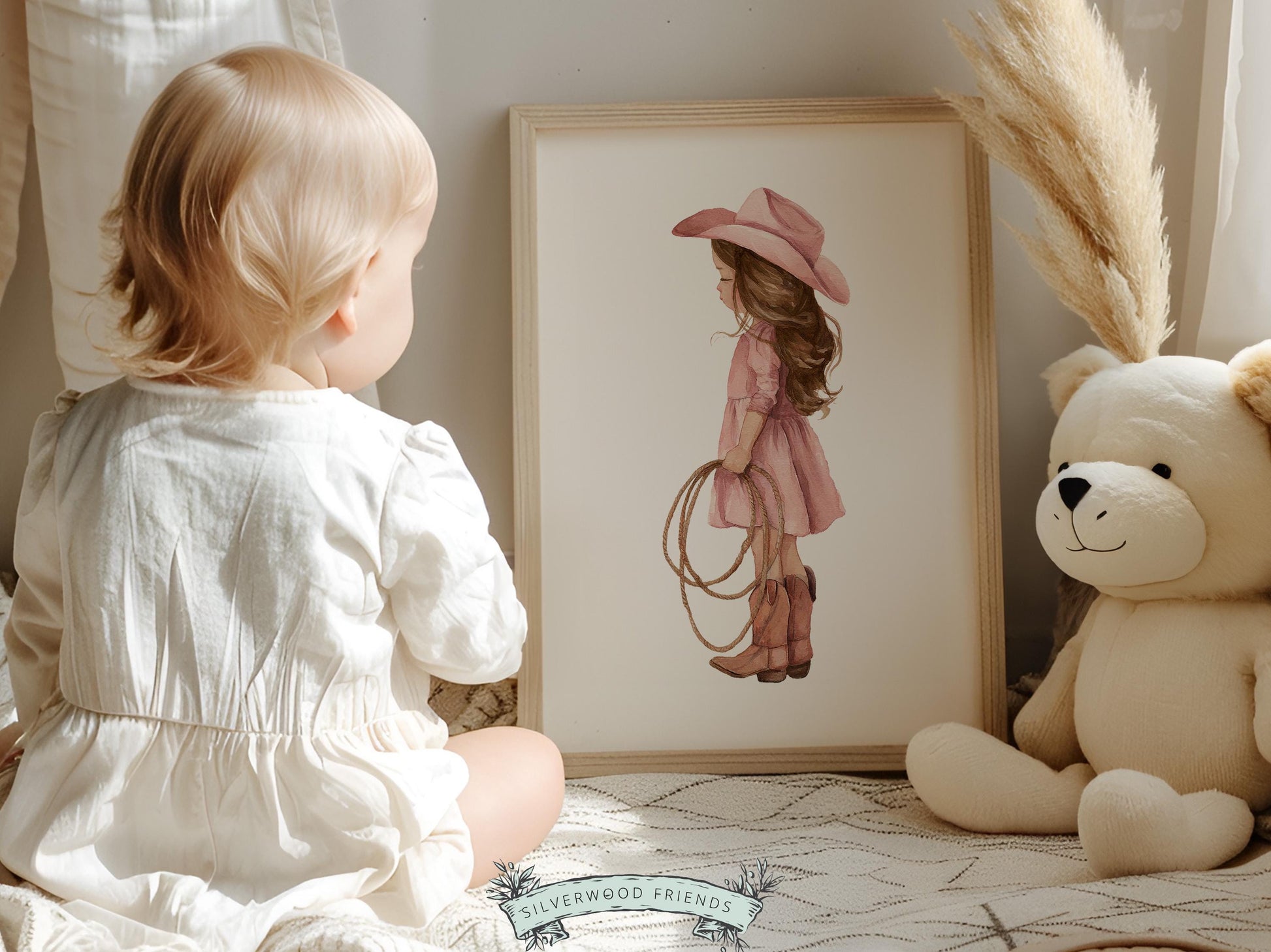 Cowgirl Nursery Print, Dusty Pink Cowgirl Nursery Decor, Baby Girl Western Nursery Decor, Girls Horse Nursery Picture (Digital Download)