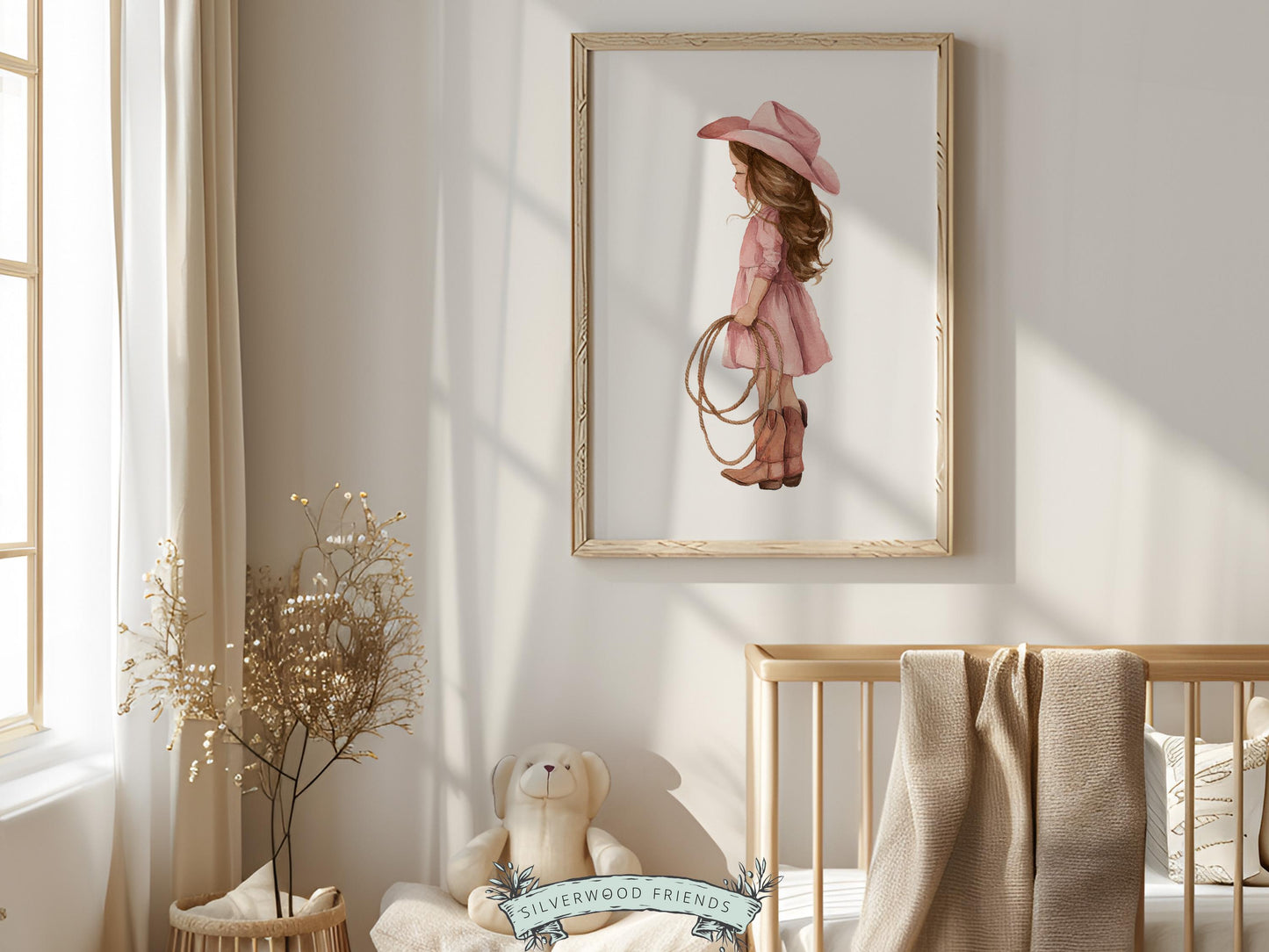 Cowgirl Nursery Print, Dusty Pink Cowgirl Nursery Decor, Baby Girl Western Nursery Decor, Girls Horse Nursery Picture (Digital Download)