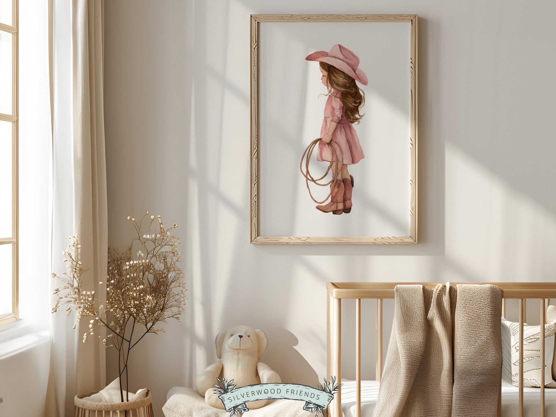 Cowgirl Nursery Print, Dusty Pink Cowgirl Nursery Decor, Baby Girl Western Nursery Decor, Girls Horse Nursery Picture (Digital Download)
