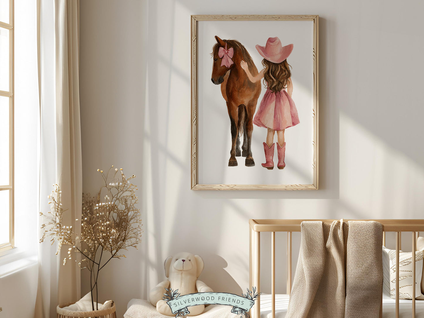 Cowgirl Nursery Print, Dusty Pink Cowgirl Horse Nursery Decor, Baby Girl Western Nursery Decor, Horse Nursery Picture (Digital Download)
