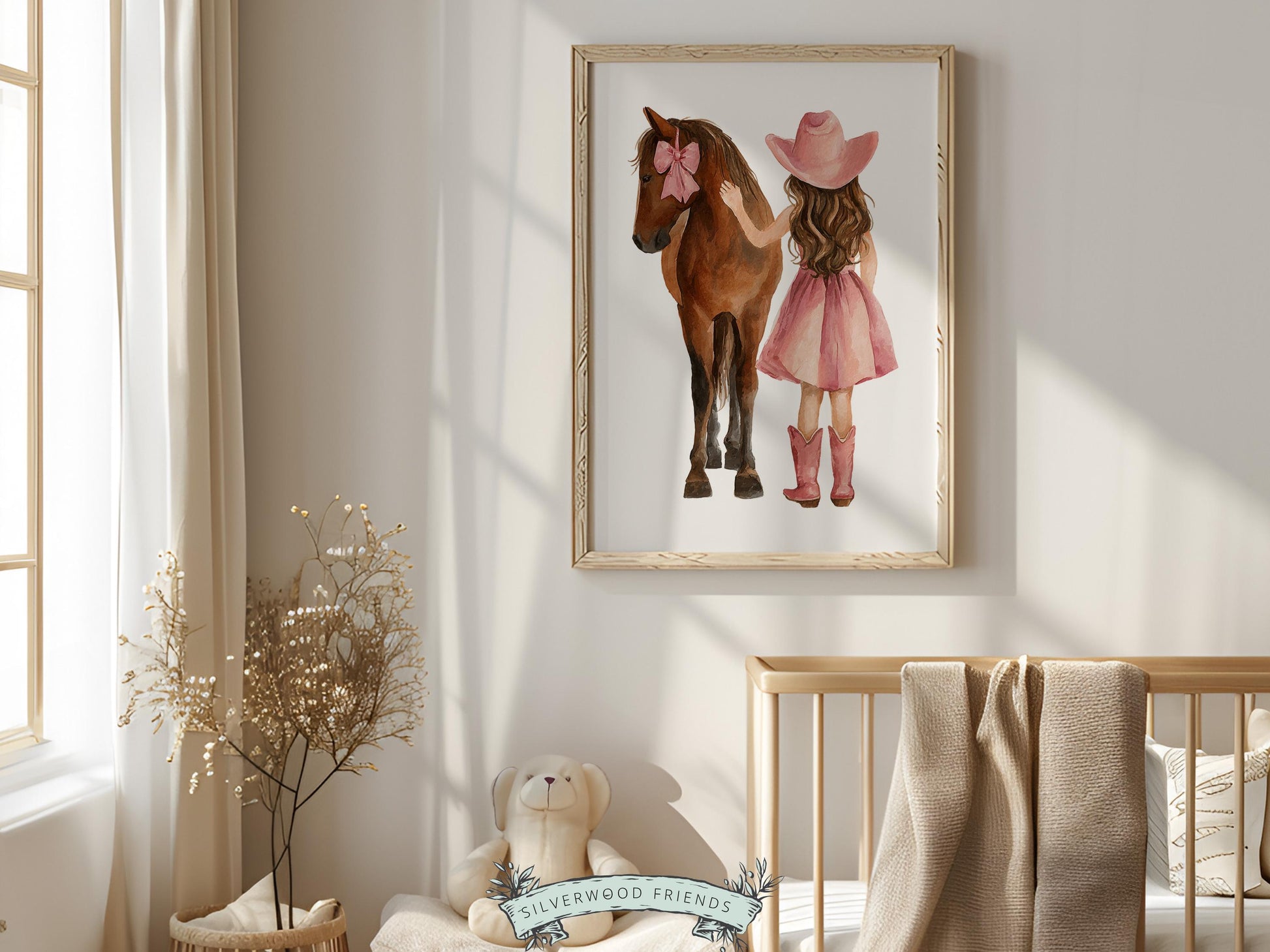 Cowgirl Nursery Print, Dusty Pink Cowgirl Horse Nursery Decor, Baby Girl Western Nursery Decor, Horse Nursery Picture (Digital Download)