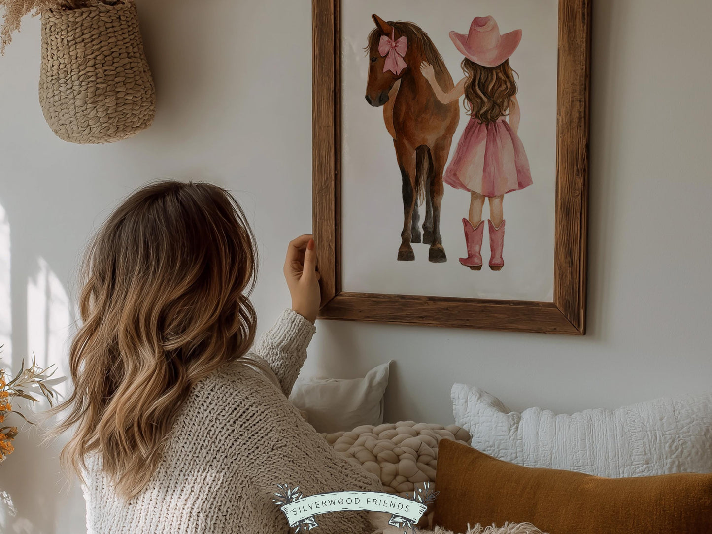 Cowgirl Nursery Print, Dusty Pink Cowgirl Horse Nursery Decor, Baby Girl Western Nursery Decor, Horse Nursery Picture (Digital Download)