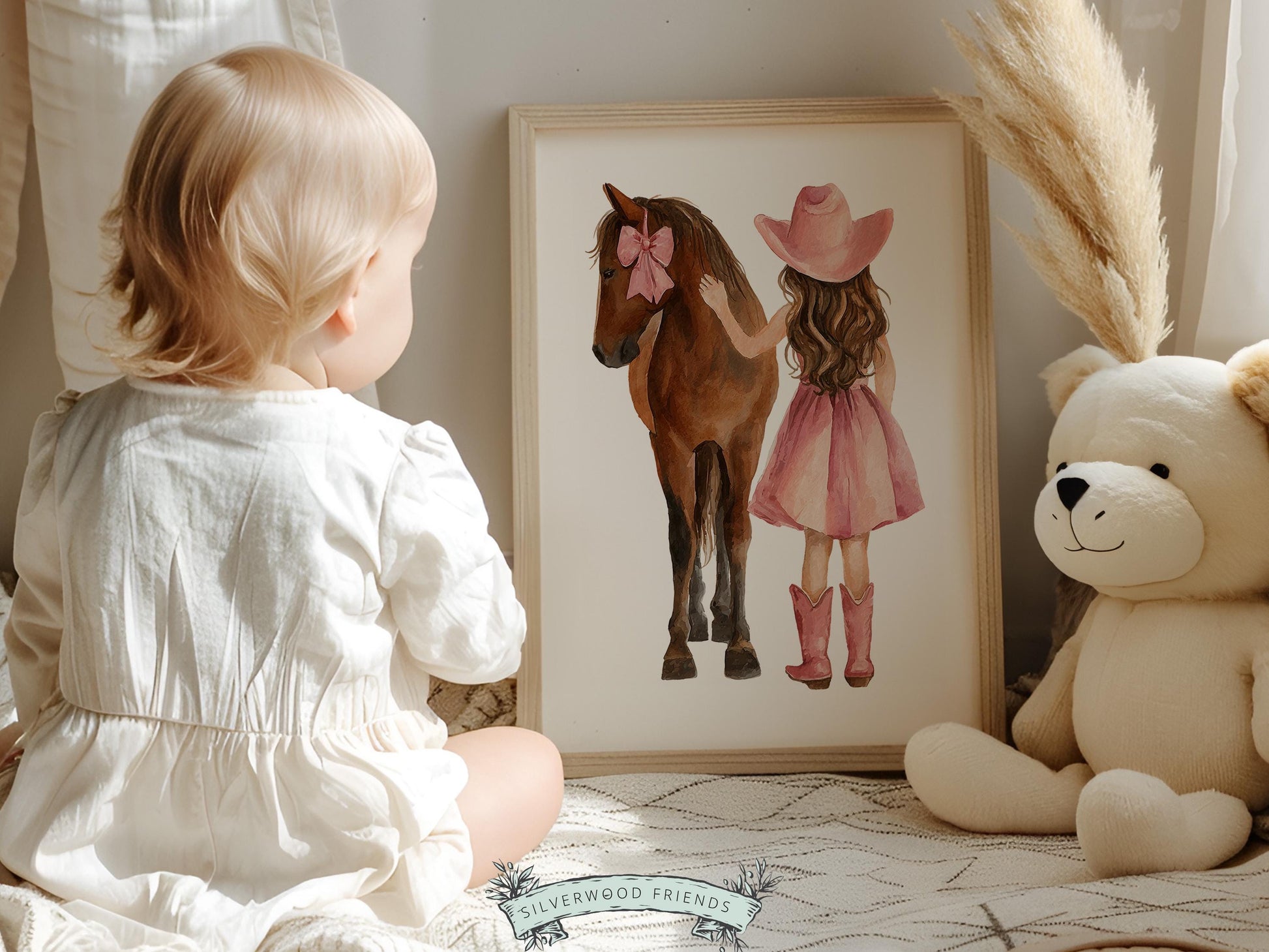 Cowgirl Nursery Print, Dusty Pink Cowgirl Horse Nursery Decor, Baby Girl Western Nursery Decor, Horse Nursery Picture (Digital Download)