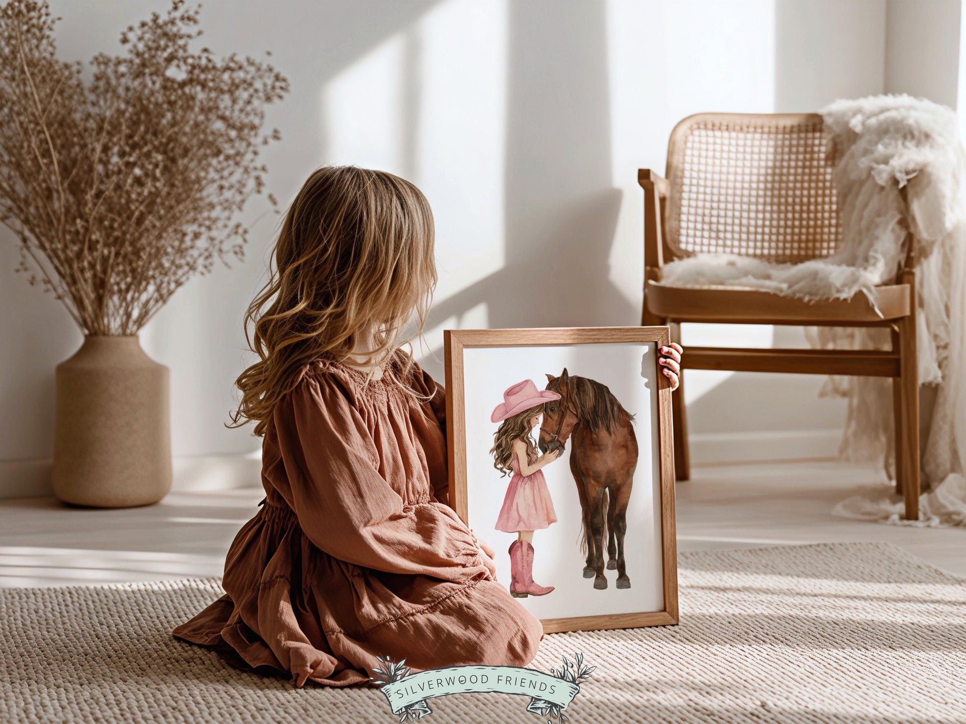 Cowgirl Nursery Print, Dusty Pink Cowgirl Horse Nursery Decor, Baby Girl Western Nursery Decor, Horse Nursery Picture (Digital Download)