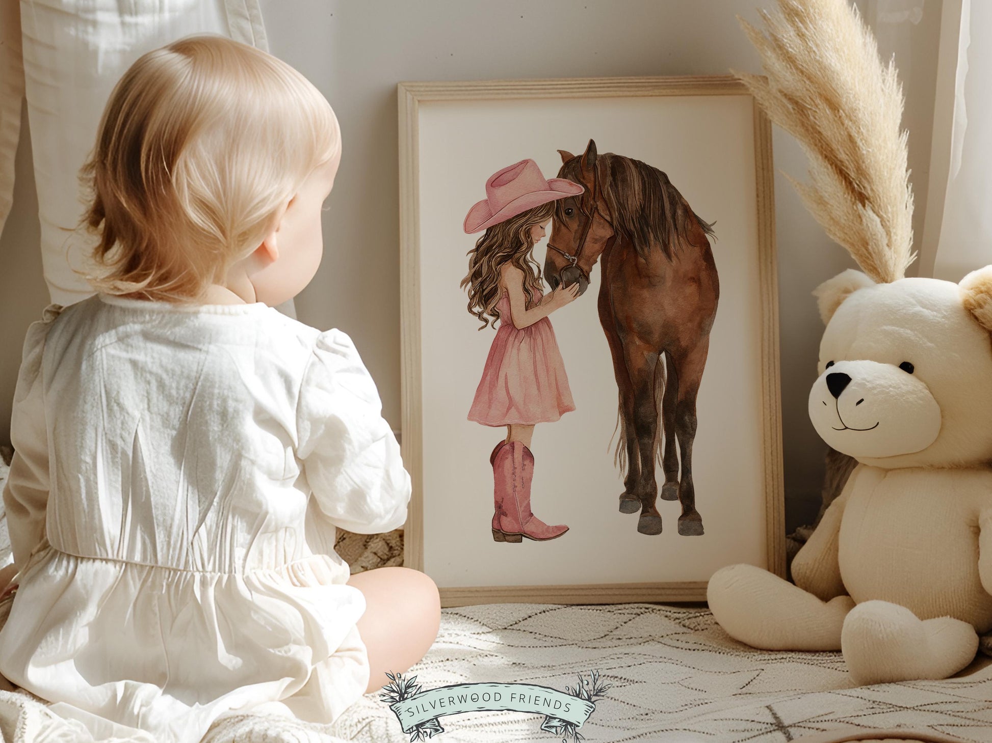 Cowgirl Nursery Print, Dusty Pink Cowgirl Horse Nursery Decor, Baby Girl Western Nursery Decor, Horse Nursery Picture (Digital Download)