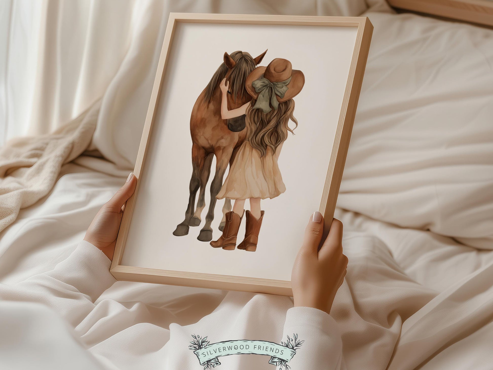 Cowgirl Nursery Print, Neutral Cowgirl Horse Nursery Decor, Baby Girl Beige Western Nursery Decor, Brown Horse Nursery Picture (DIGITAL)