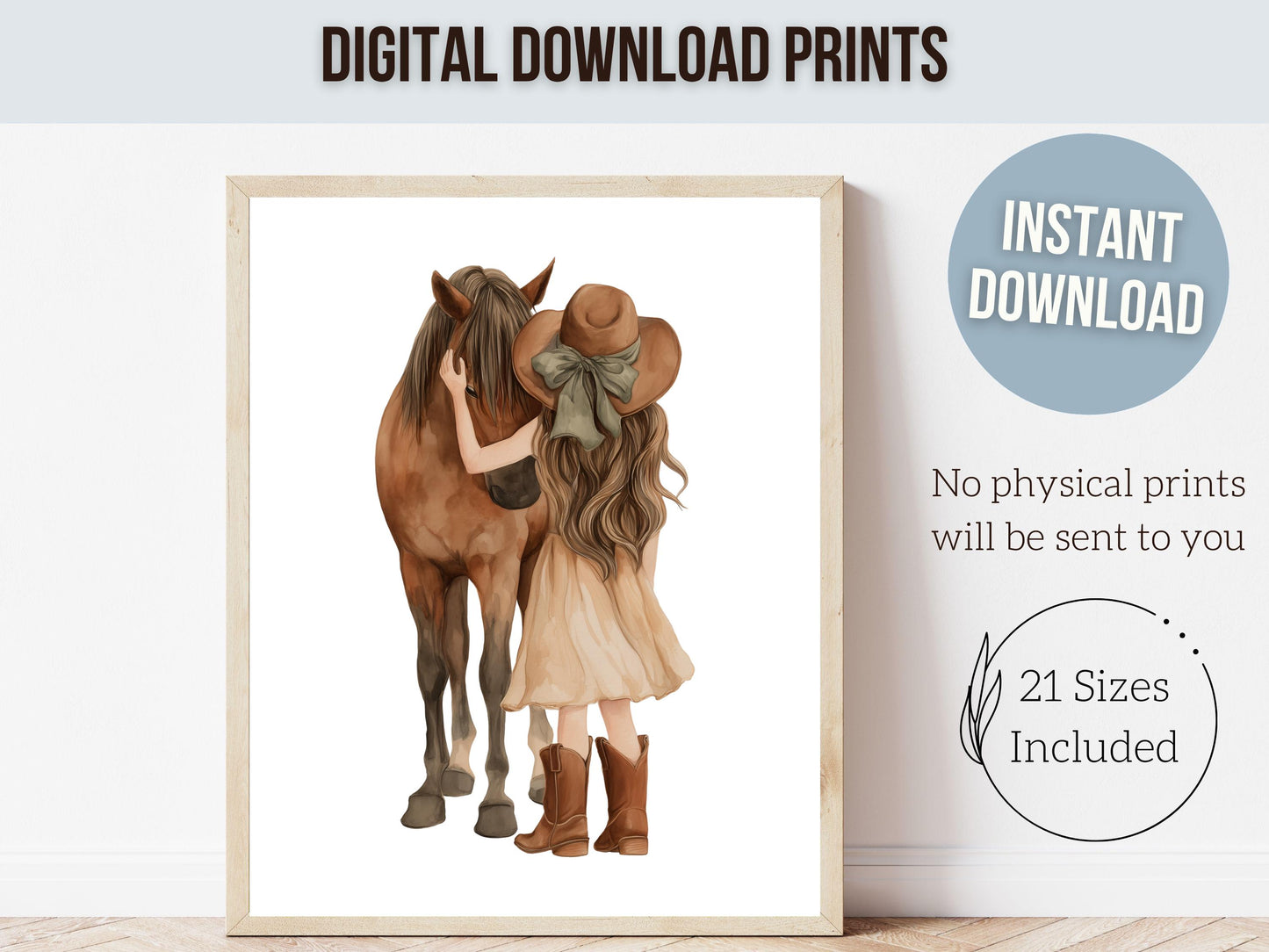 Cowgirl Nursery Print, Neutral Cowgirl Horse Nursery Decor, Baby Girl Beige Western Nursery Decor, Brown Horse Nursery Picture (DIGITAL)