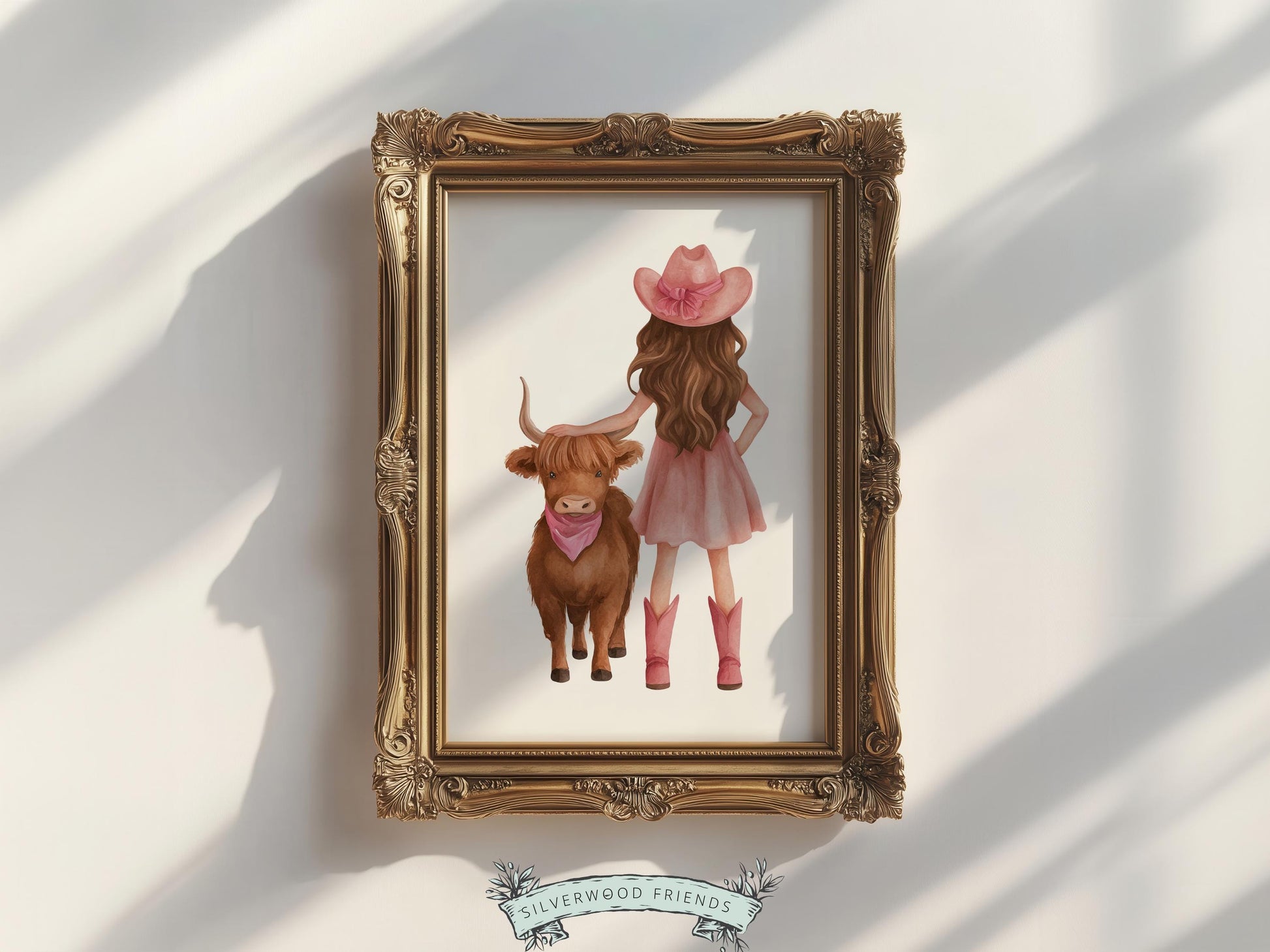 Highland Cow Nursery Print, Baby Girl Pink Highland Cow Nursery Decor, Little Cowgirl Print, Rustic Farmhouse Nursery Wall Art Digital Print