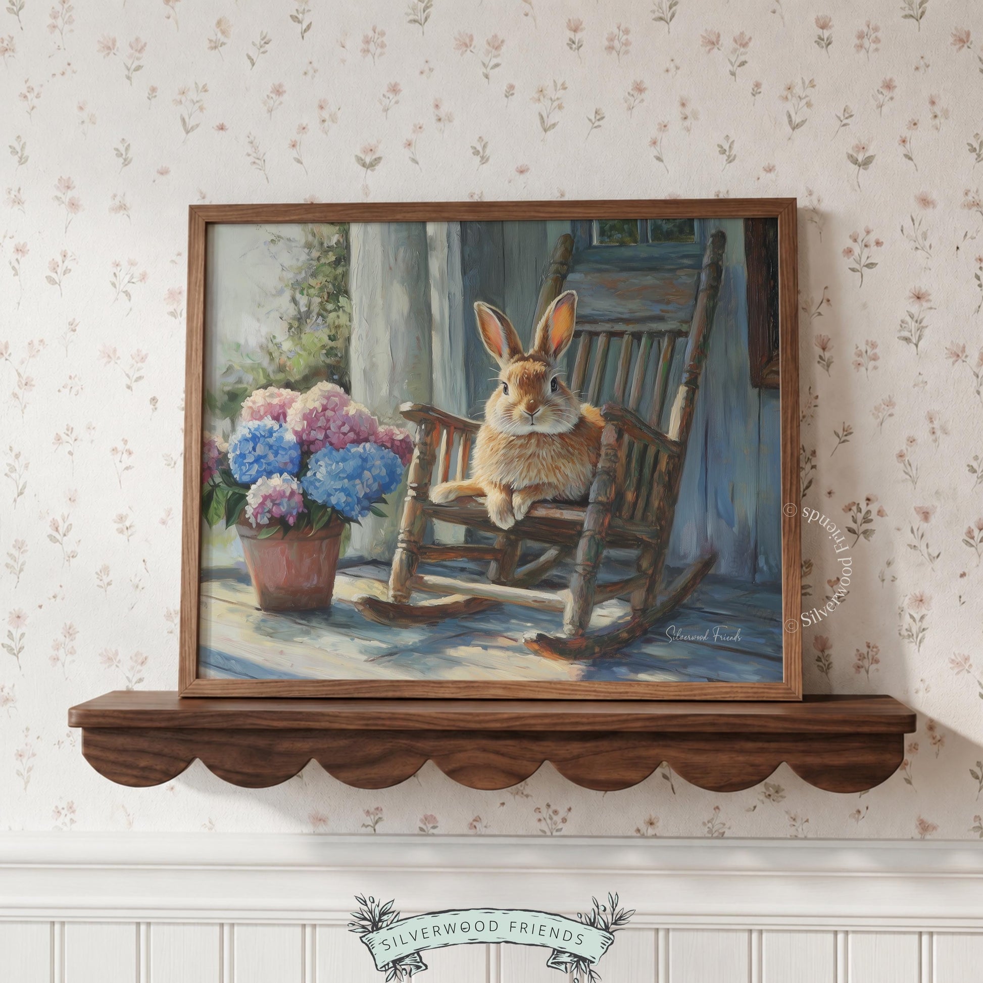 Sweet brown hare wall art for classroom — charming depiction with natural elements creates a cozy atmosphere ideal for learning.