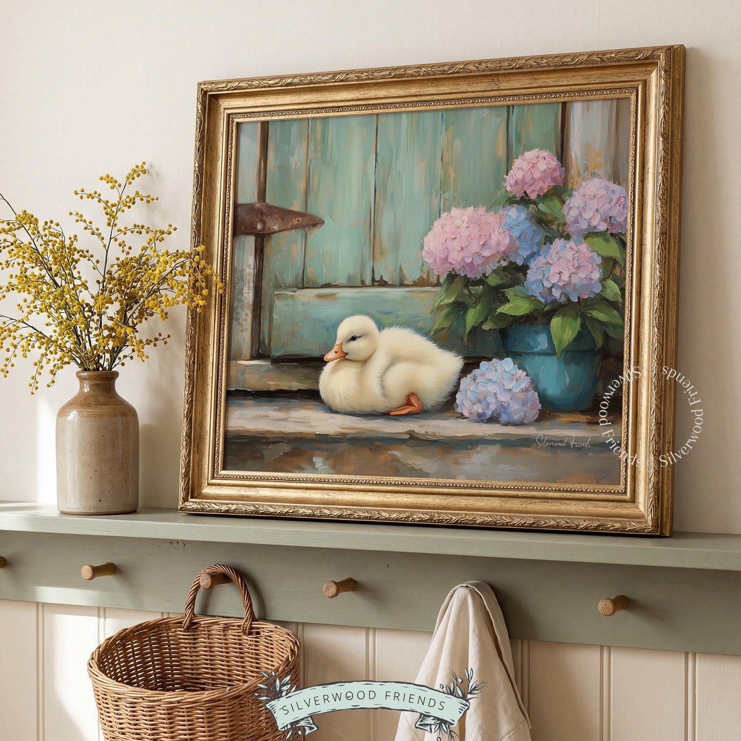 Duck painting digital download for cozy spaces — serene imagery with a vintage feel, ideal for enhancing the warmth of any room.
