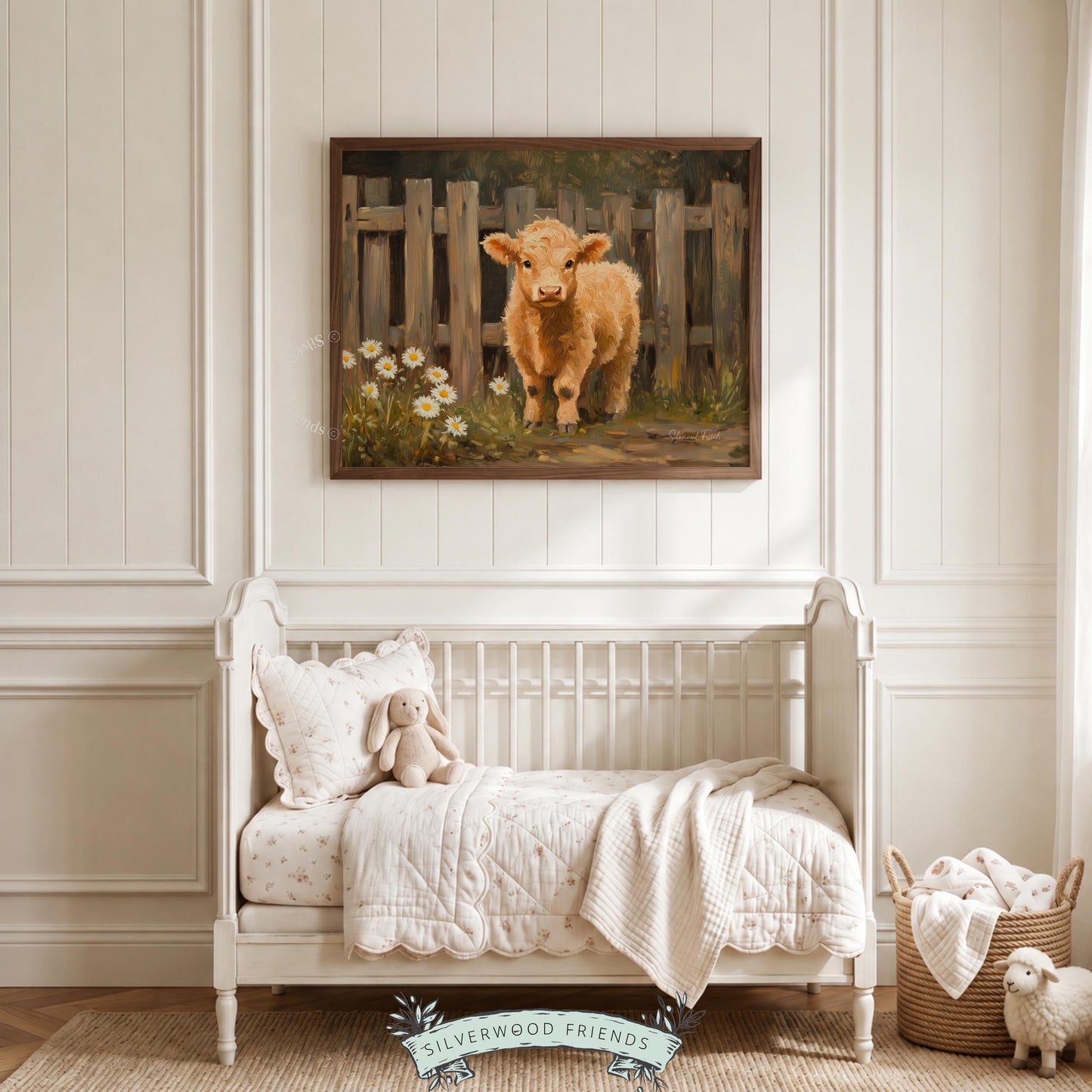 Fluffy calf picture for kitchen — warm and inviting artwork in rustic tones that enhances farmhouse decor.