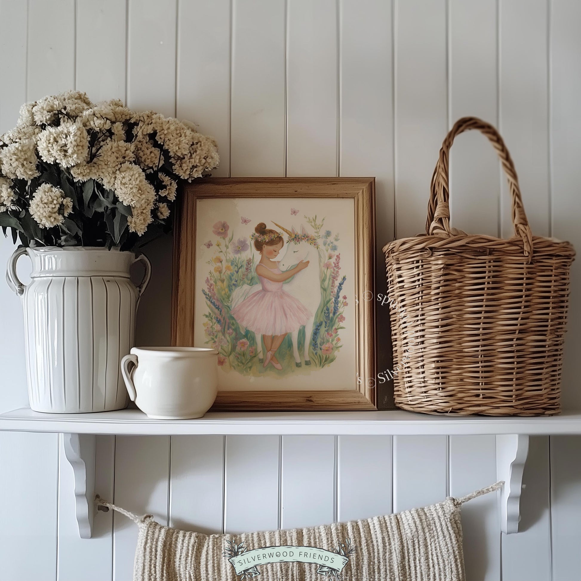 Sweet ballerina and unicorn wall art for toddler play area — perfect for creating a cheerful, whimsical atmosphere in decor.
