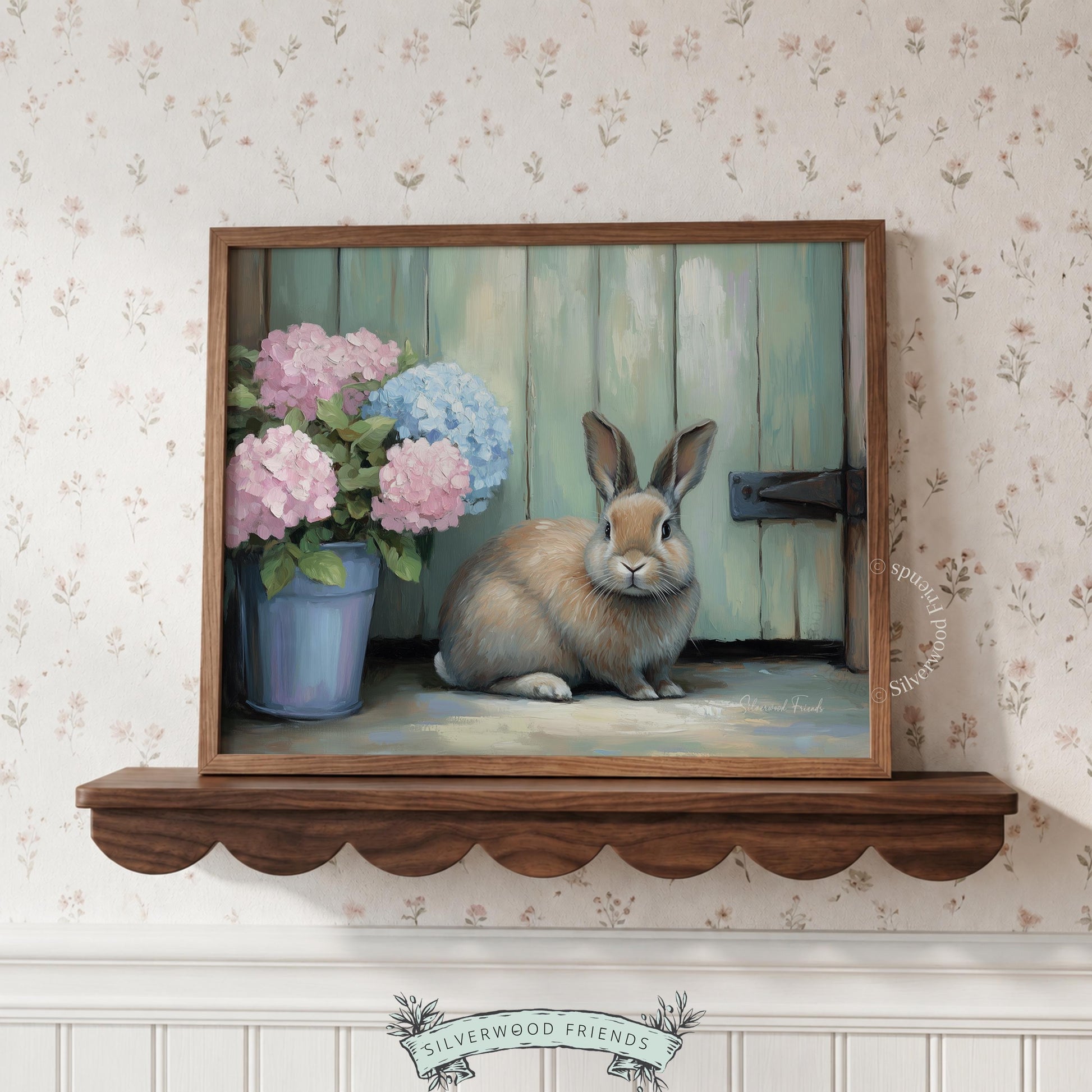 Rabbit picture digital download for child's bedroom — soft colors and a cozy farmhouse aesthetic with a sweet, inviting charm