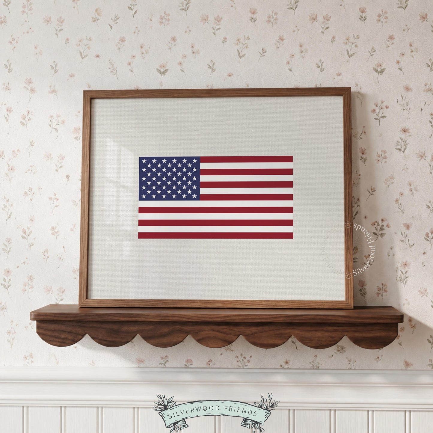 Usa flag digital print for nursery — patriotic wall decor featuring simple, bold flag imagery