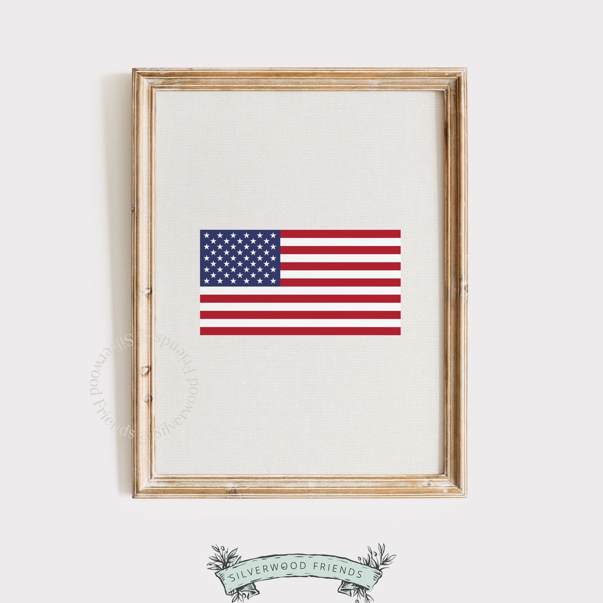 Fourth of July flag picture instant download — rustic Americana aesthetic with neutral tones