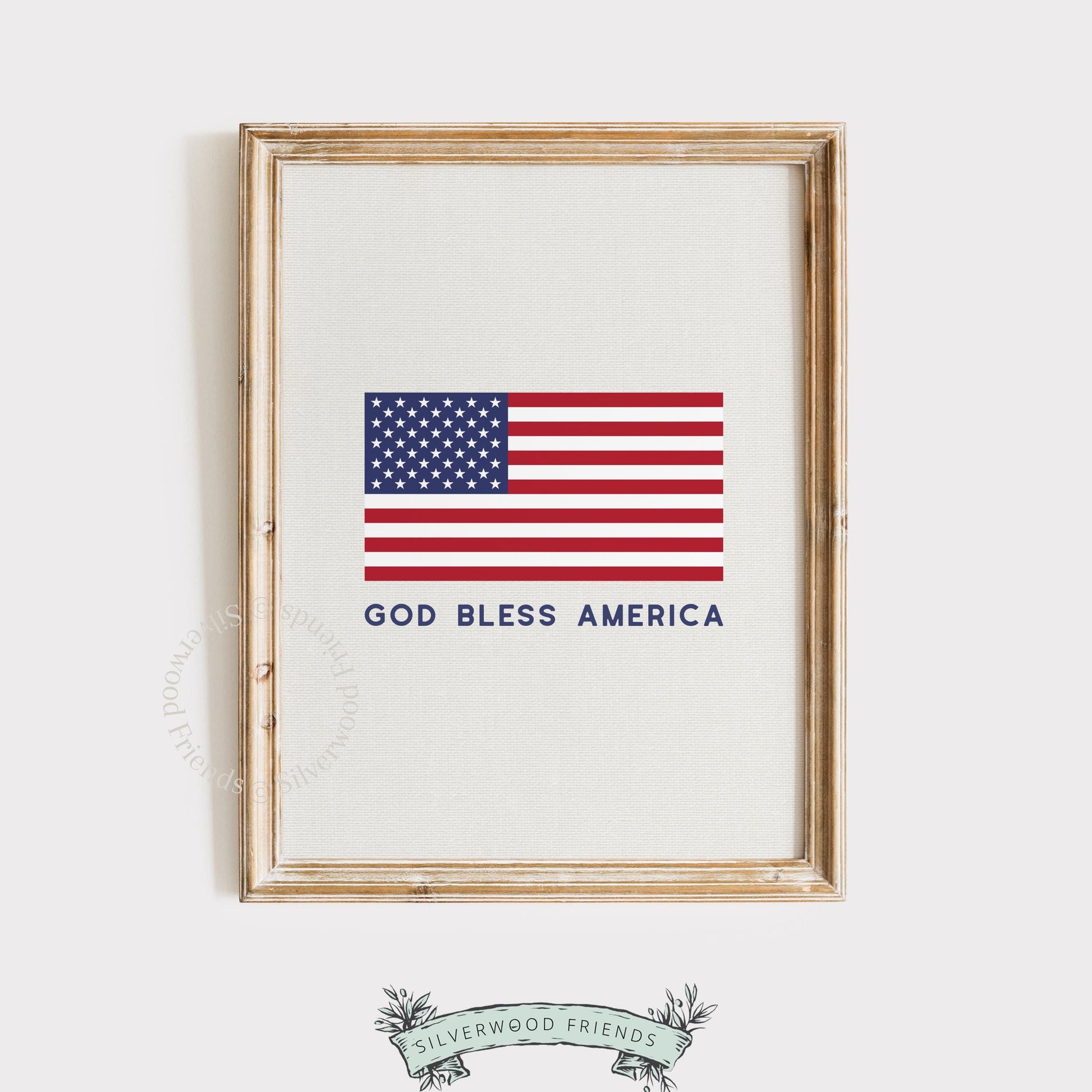 Patriotic entryway print featuring understated flag imagery — vintage Americana instant download