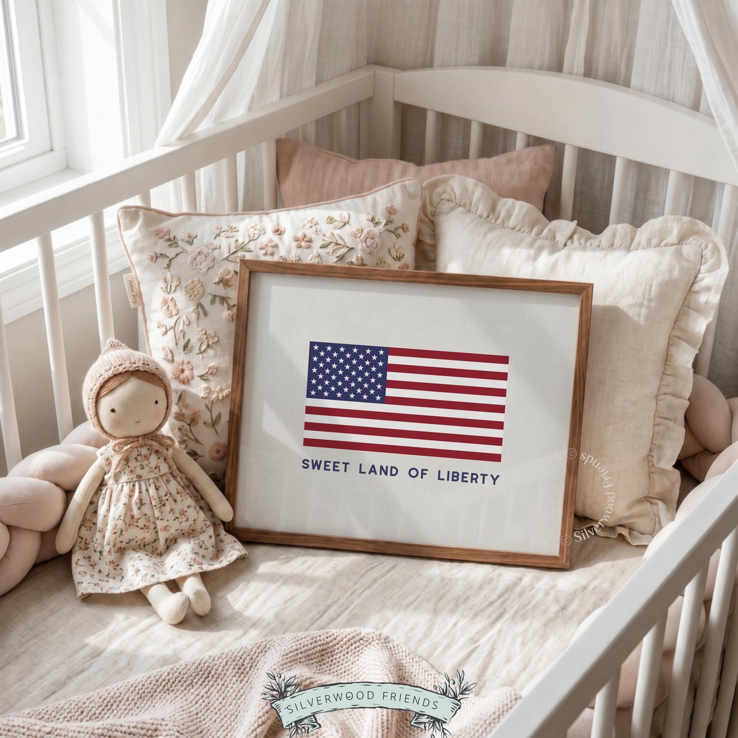 American flag digital print for gallery wall — classic patriotic imagery with simple, striking composition