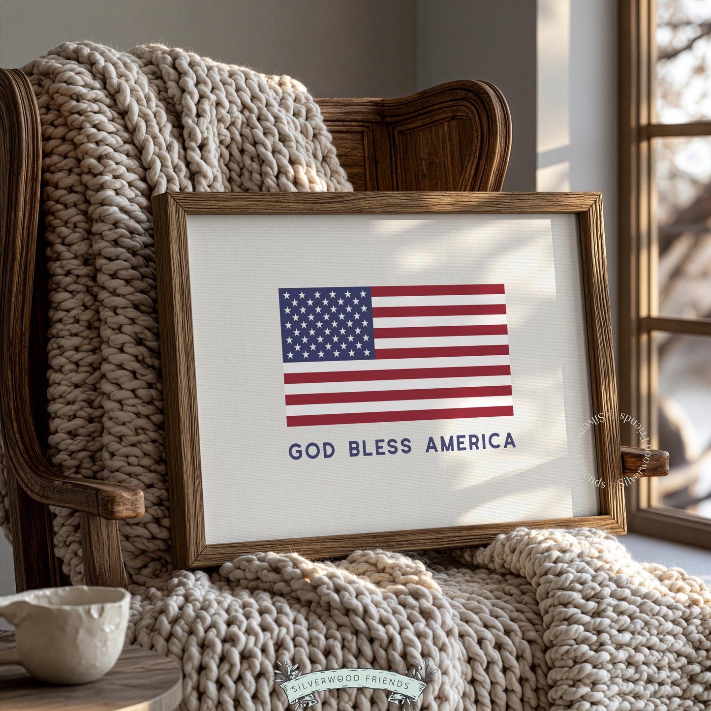 Festive flag picture for gallery wall — bold Americana design with clean, modern patriotic styling
