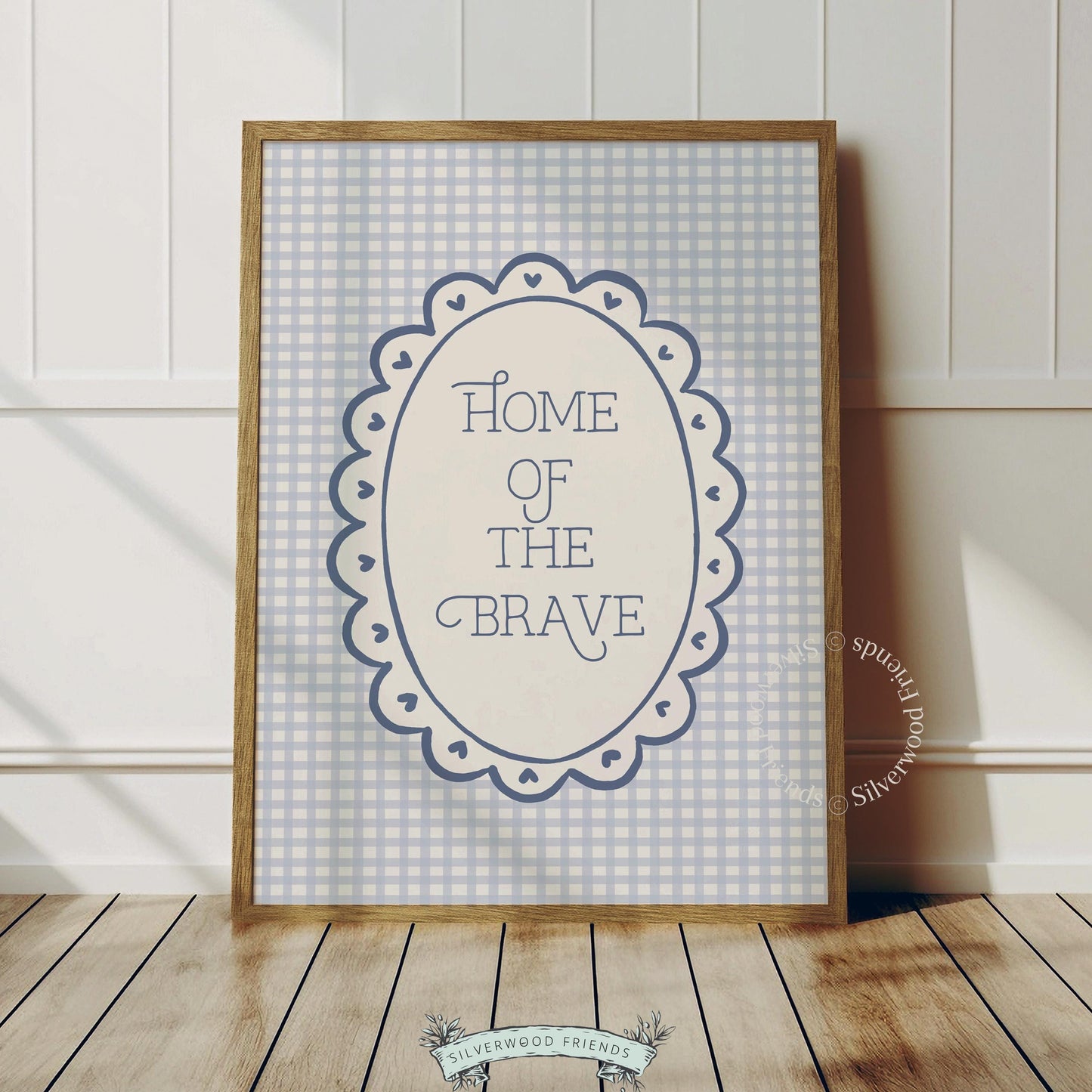 Farmhouse patriotic artwork printable picture for American-themed bedrooms — vintage oval frame design