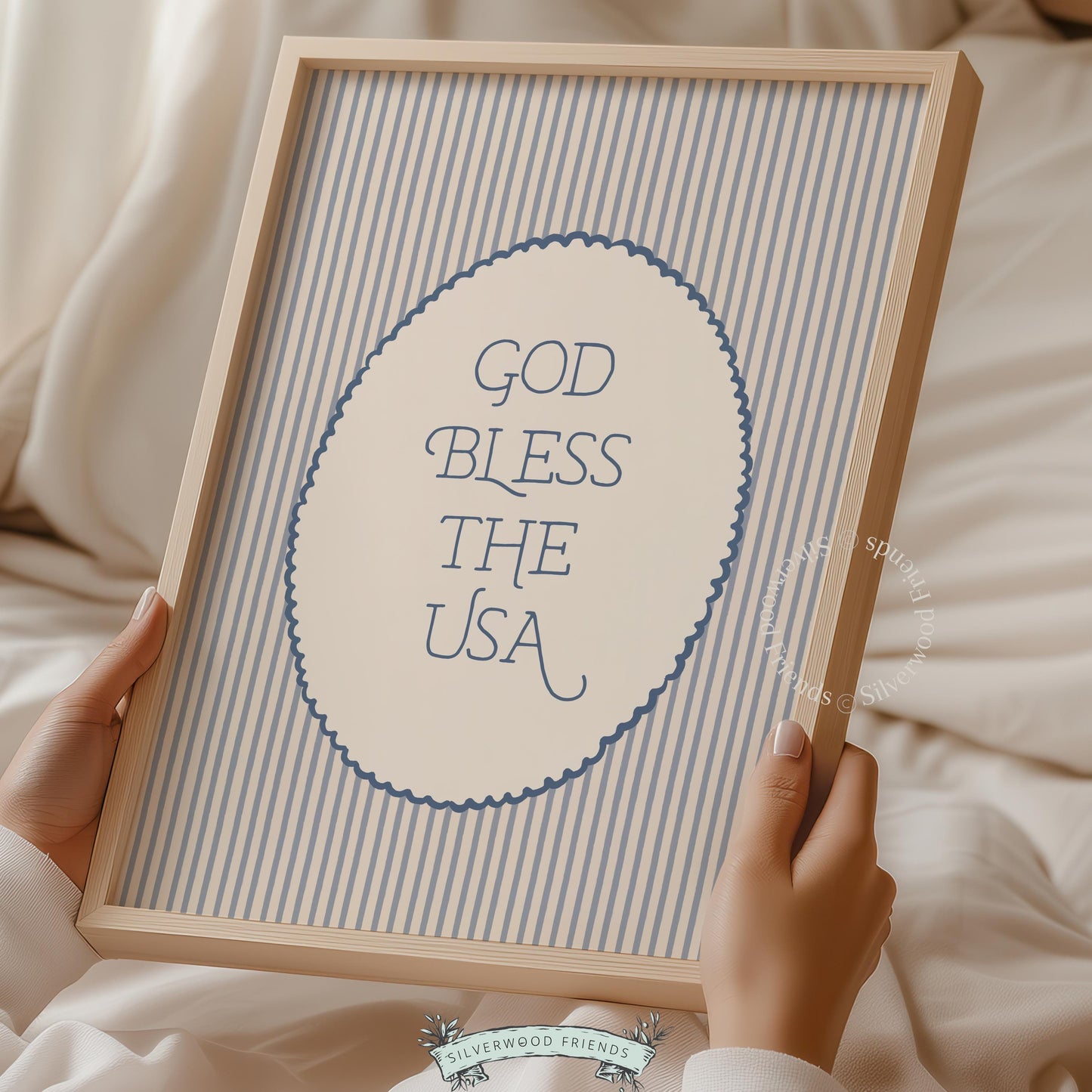 Home of the brave printable artwork for bedroom — vintage patriotic wall print with elegant serif text