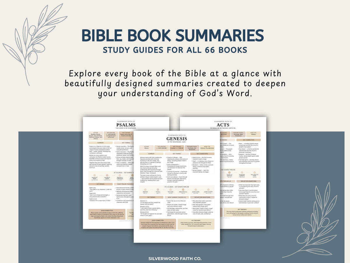Bible Study Guide, Summaries for All 66 Books of the Bible, Bible Book Summaries, Printable PDF CASHMERE (Digital Download) 496