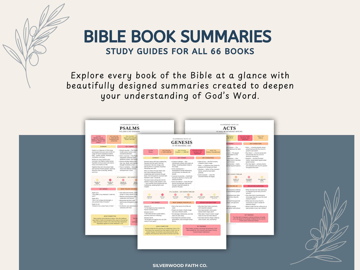 Bible Study Inserts: Tips Ins All 66 Books, Bible Study Guide, Bible Book Summaries, Printable PDF, PINK MEADOW (Digital Download) 513