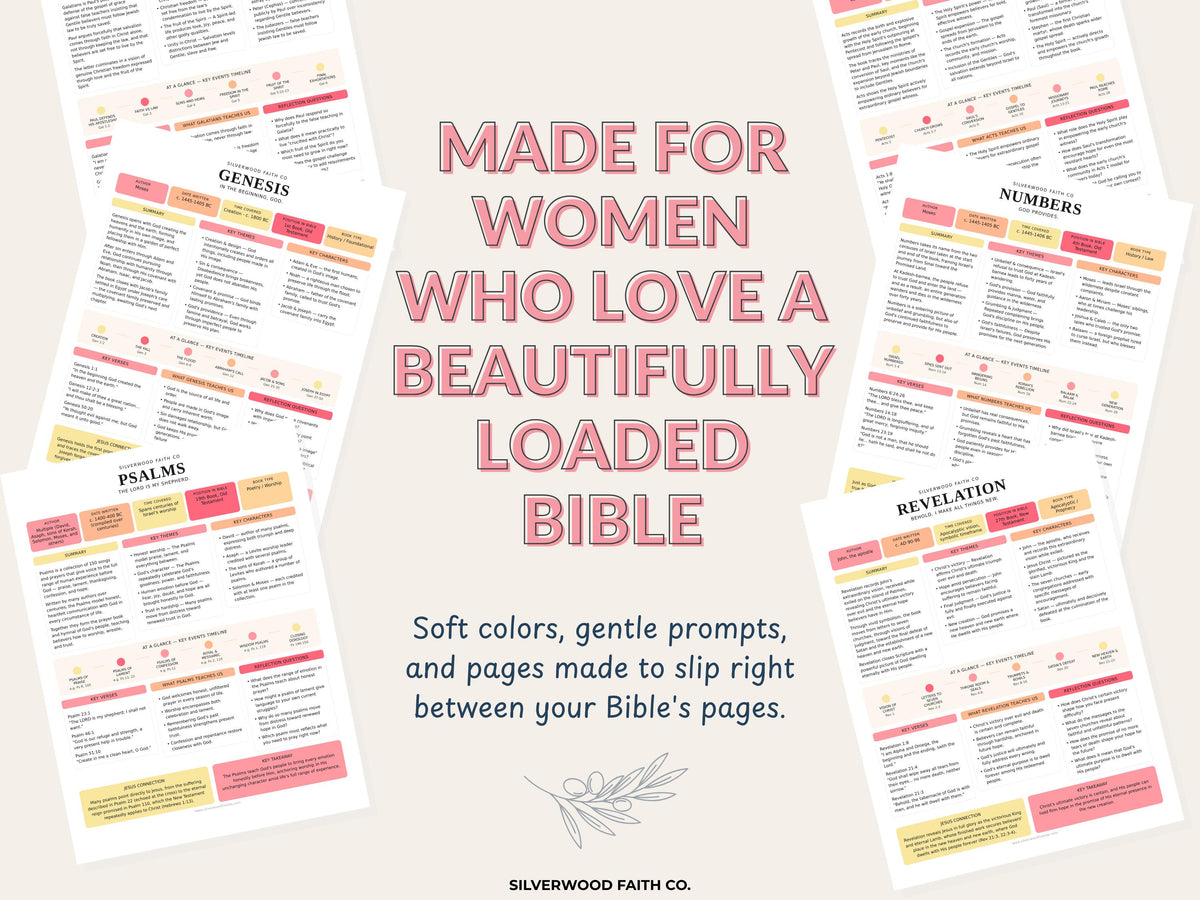 Bible Study Inserts: Tips Ins All 66 Books, Bible Study Guide, Bible Book Summaries, Printable PDF, PINK MEADOW (Digital Download) 513