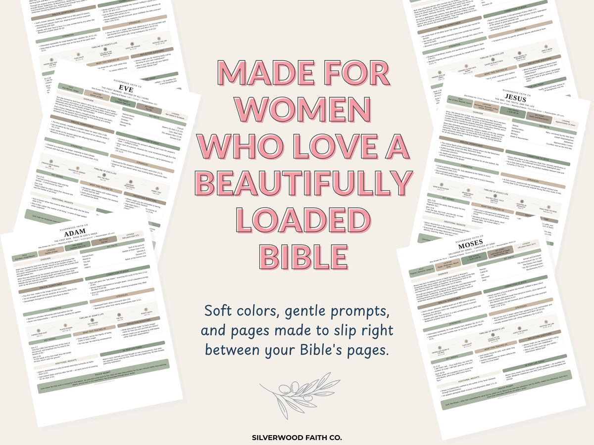 Bible Character Study Inserts: Tip Ins Summaries for 100 Biblical Figures, PDF Printable, SAGE BOTANICAL (Digital Download) 519